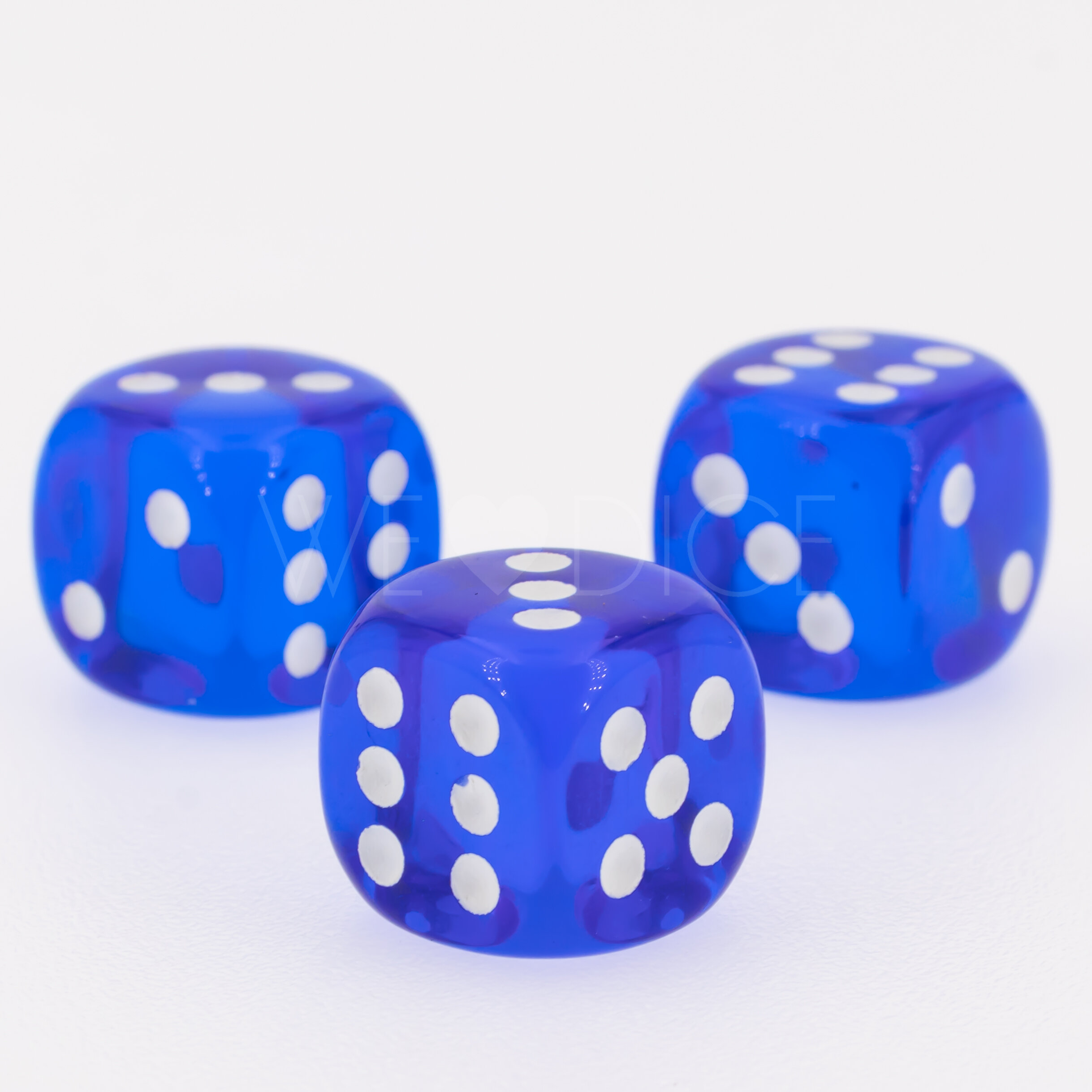 Transparent Blau / weiß 12mm W6 Würfel mit Punkten (1 Stück)