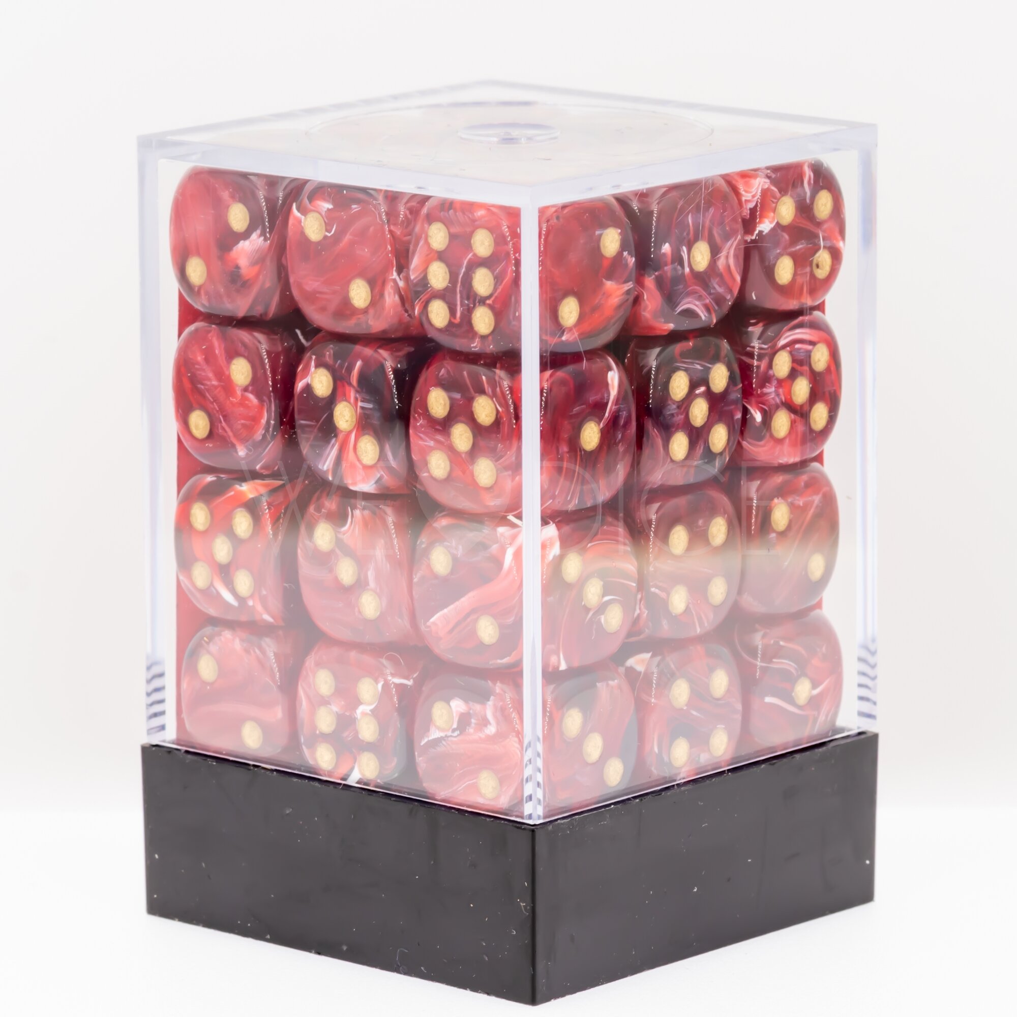 Vortex® Burgundy / Gold 12mm W6 Würfel Set (36 Würfel)