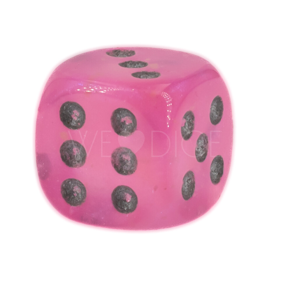 Borealis® Pink / silber 12mm W6 Würfel mit Punkten (1 Stück)