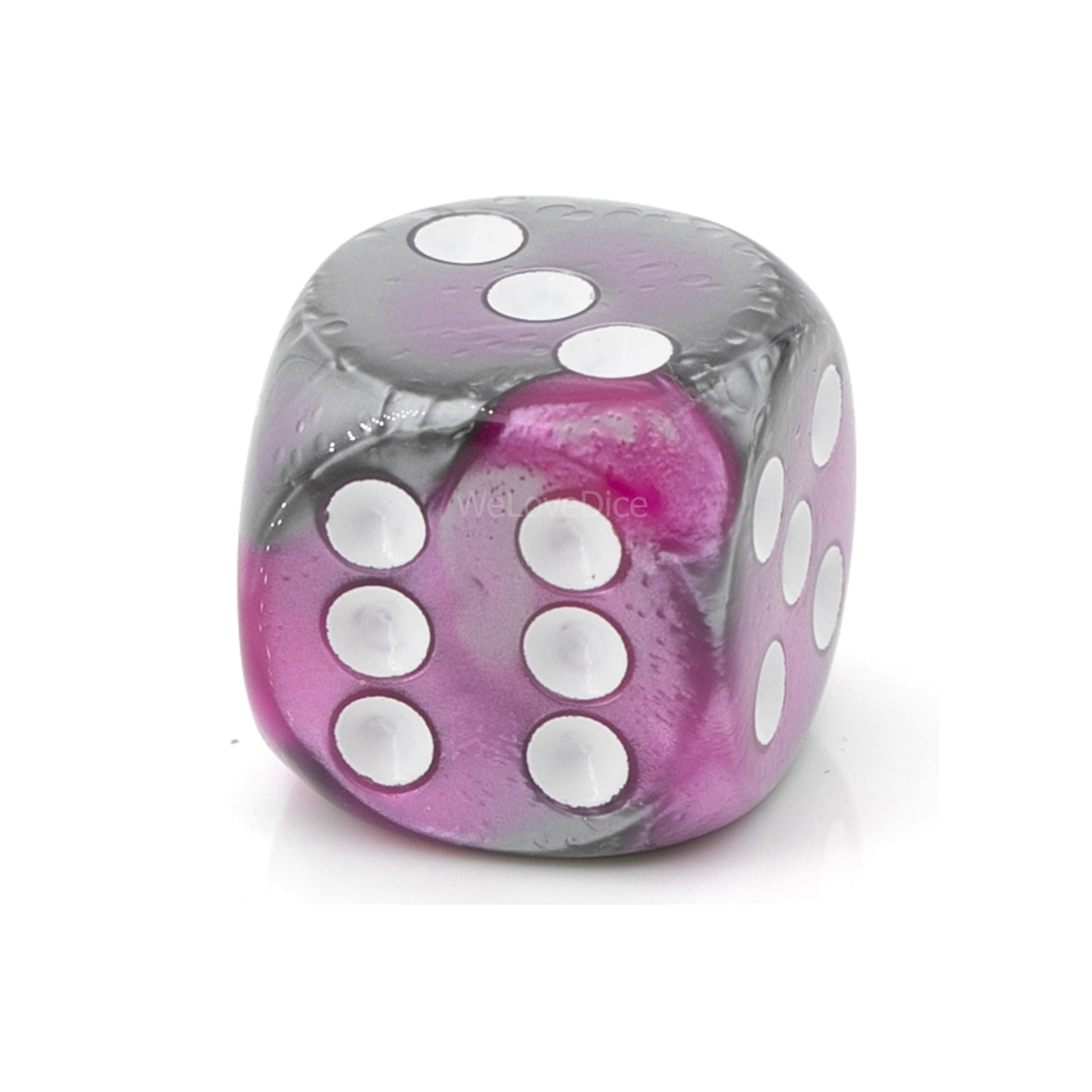 16mm  D6 Dice in silver pink / white