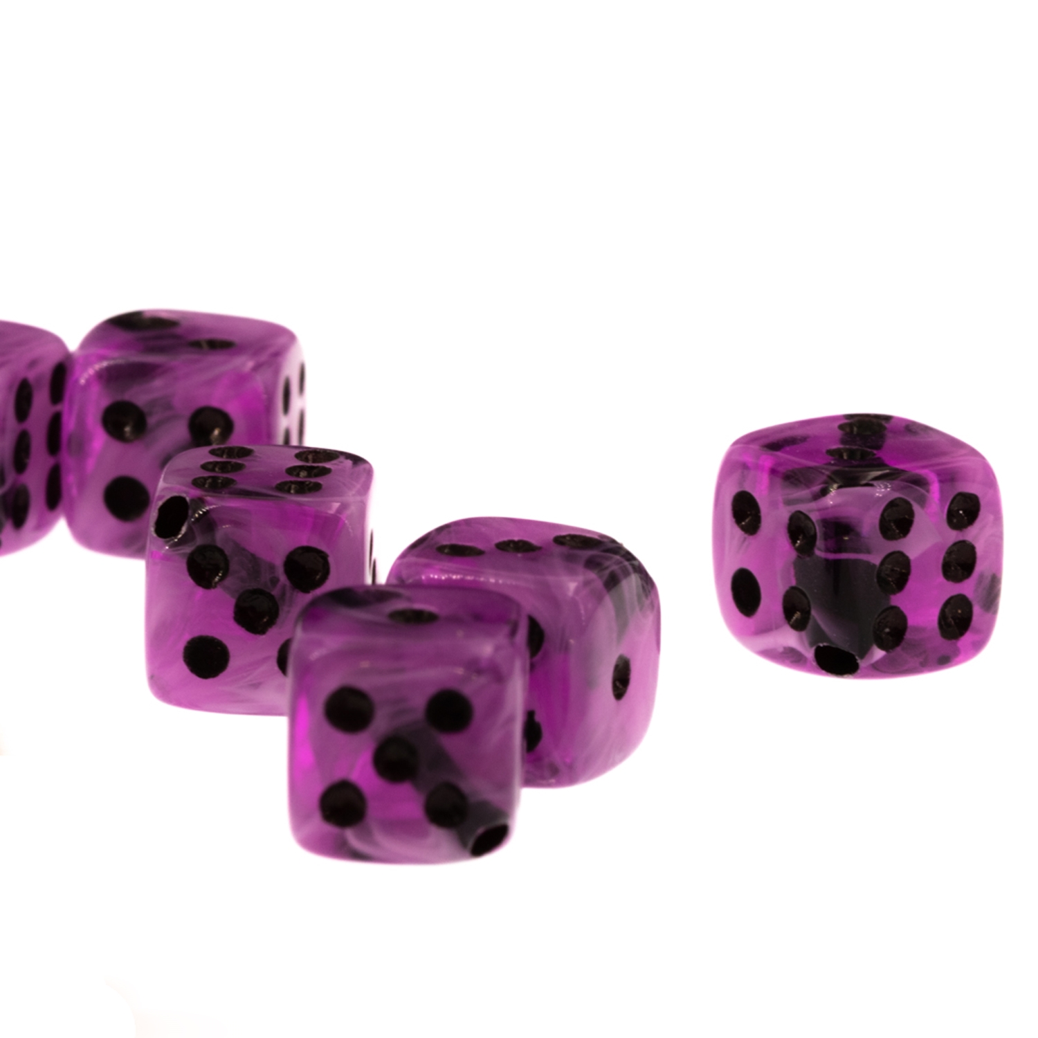  8mm Dice bead - pansy purple / black Marbled, in