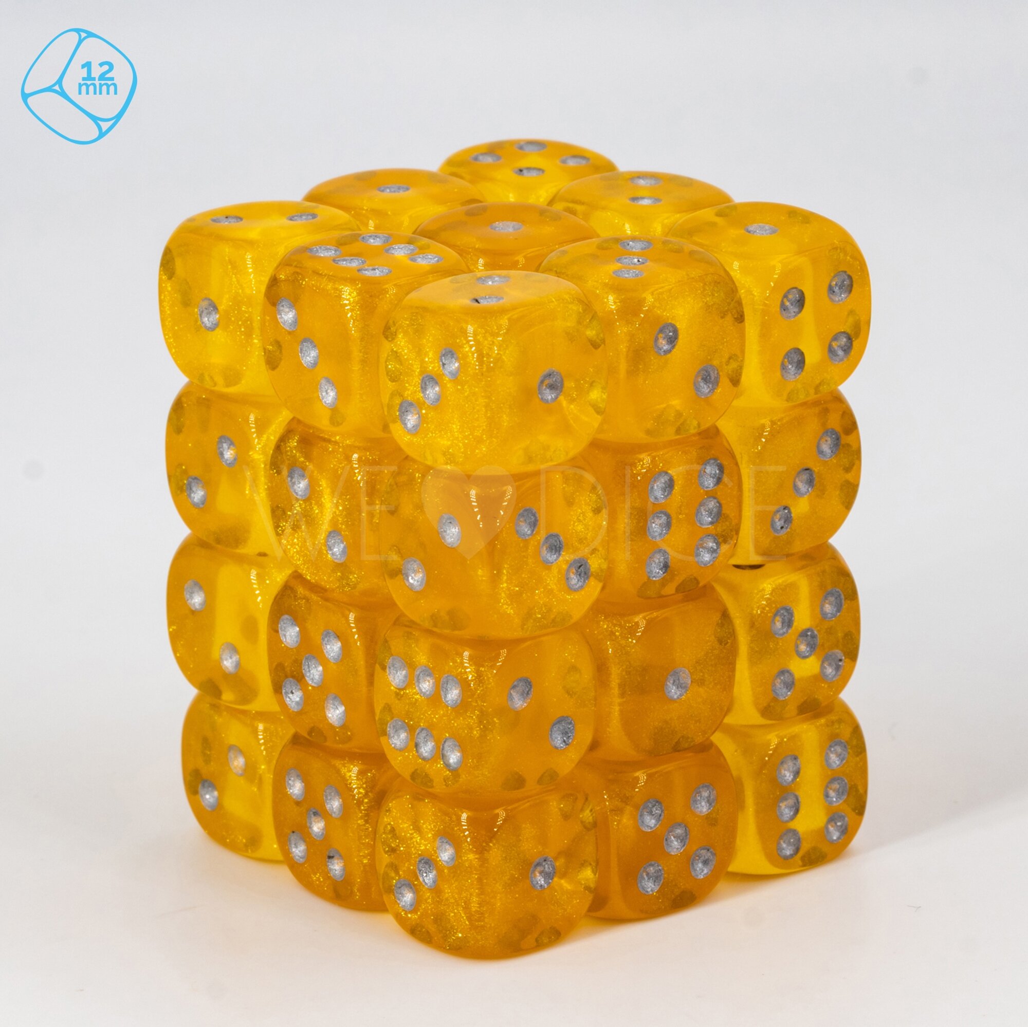 Aurora gelb / silber 12mm W6 Set (36 Stück)