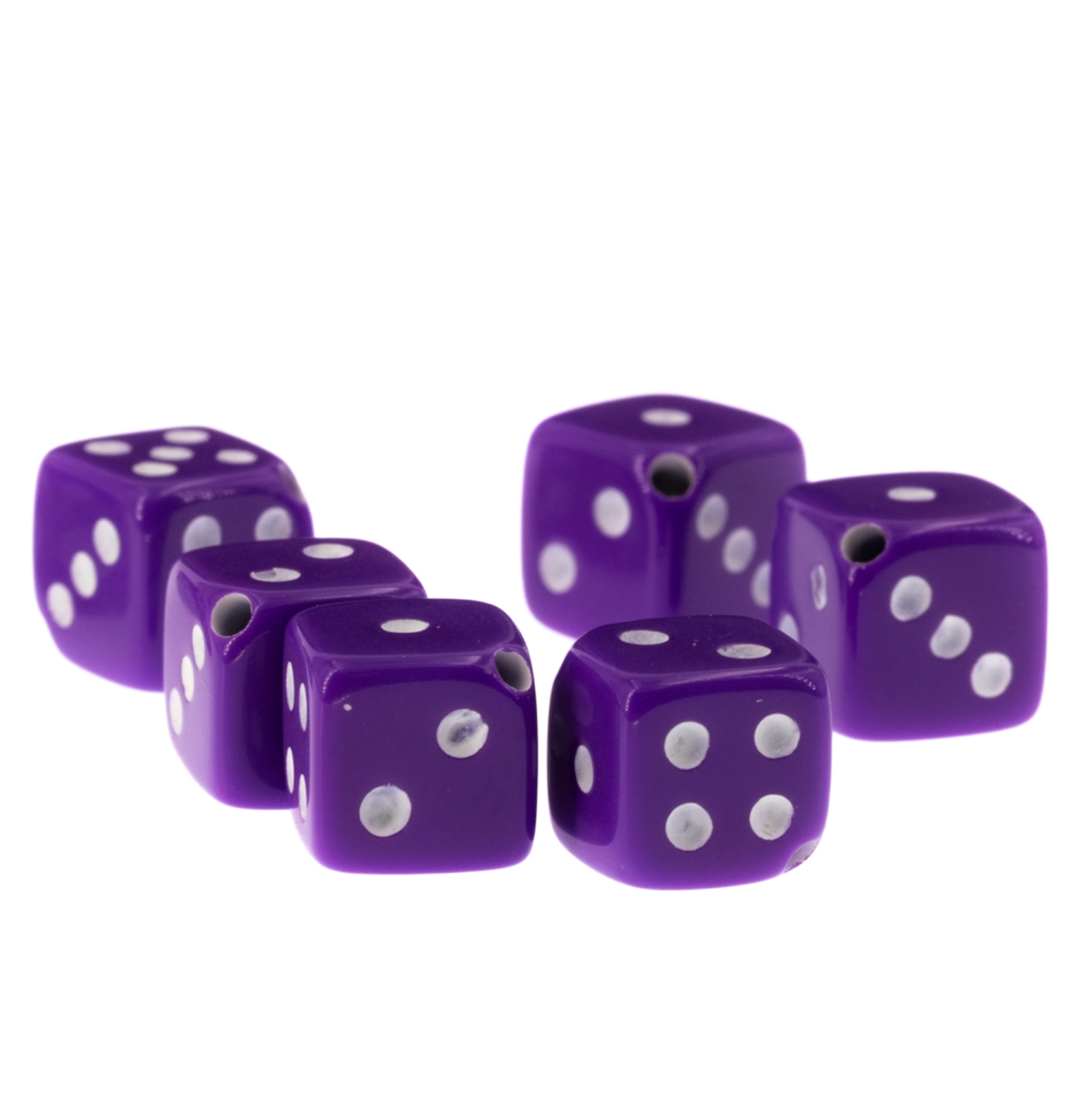  8mm Dice bead - purple / white Opaque, in