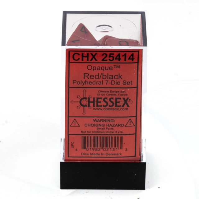 Satt Polyhedral rot / schwarz 7-Würfel Set