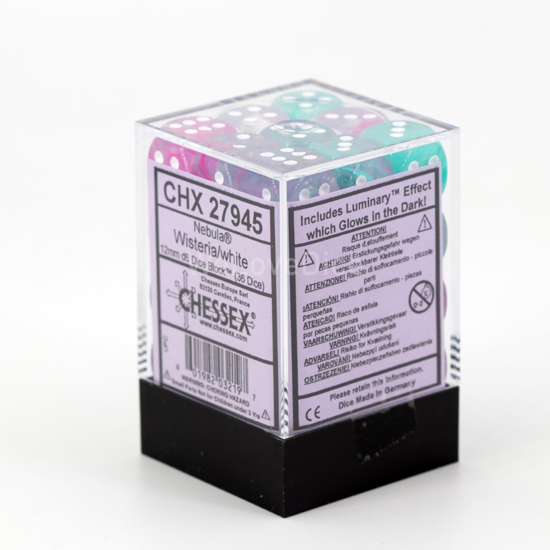 Nebula® Wisteria / weiß 12mm W6 Würfel Set (36 Würfel)