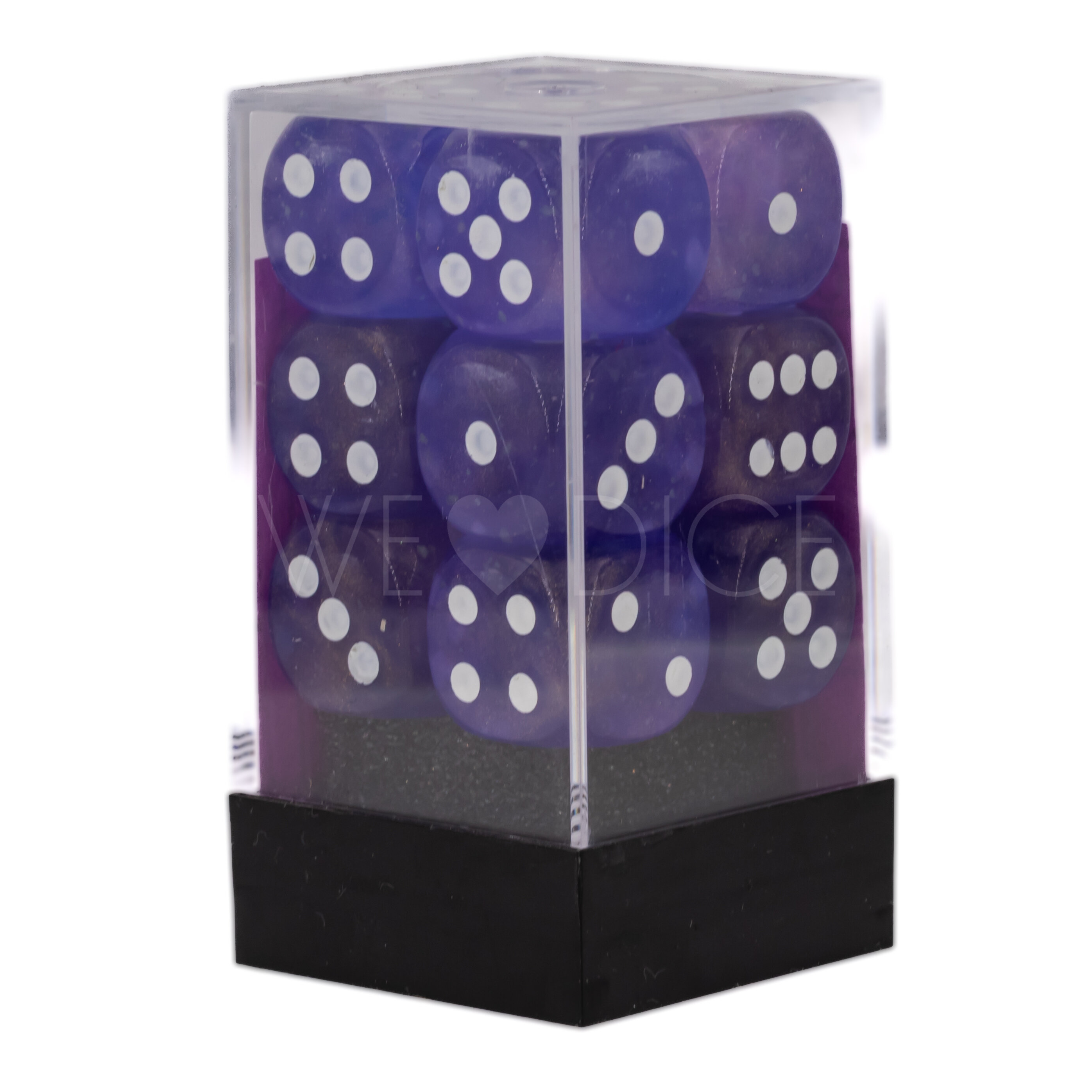 Borealis® Lila / weiß 16mm W6 Würfel Set (12 Würfel)