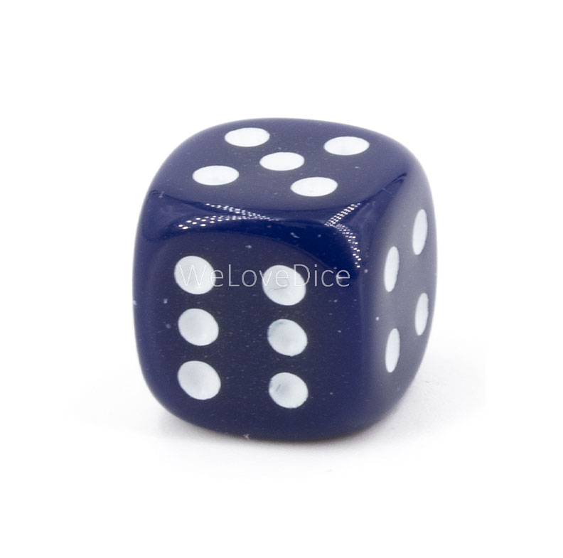 8mm  D6 Dice in dark blue / white Opaque