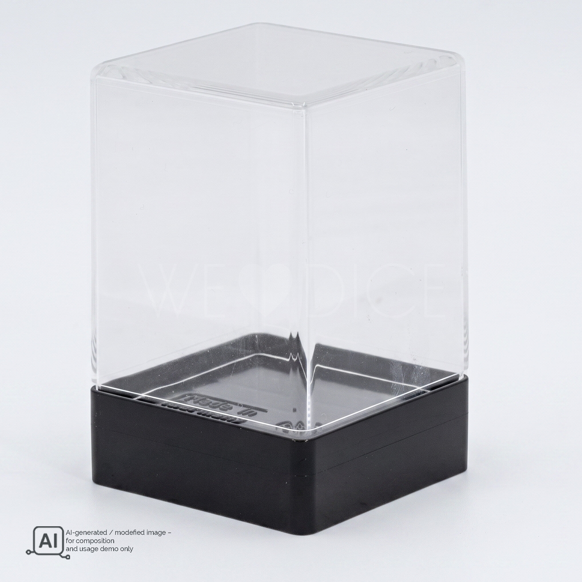 Würfelbox Transparent mit Boden in schwarz