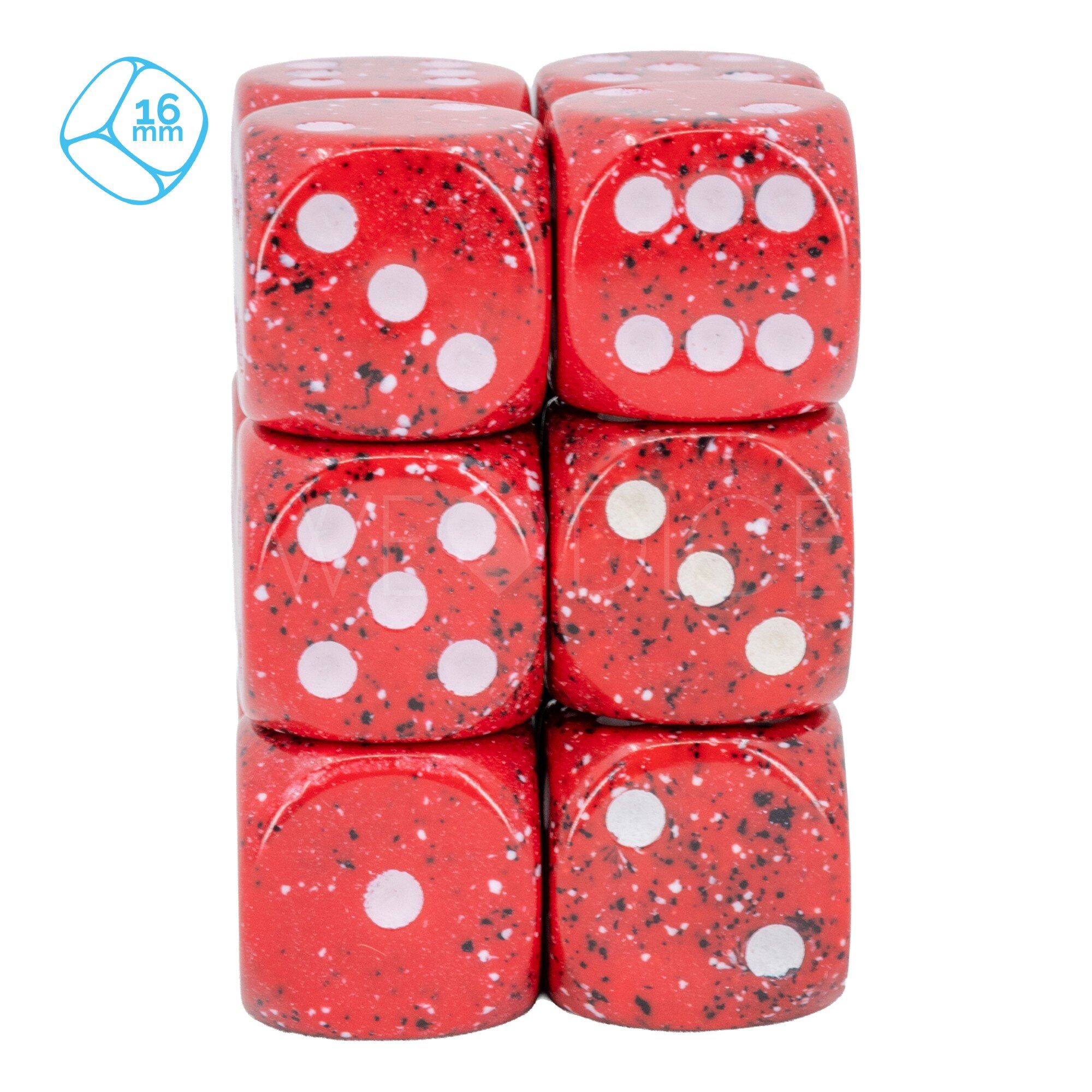 Speckled® Lava Stone / white 16mm W6 Würfel Set (12 Würfel)