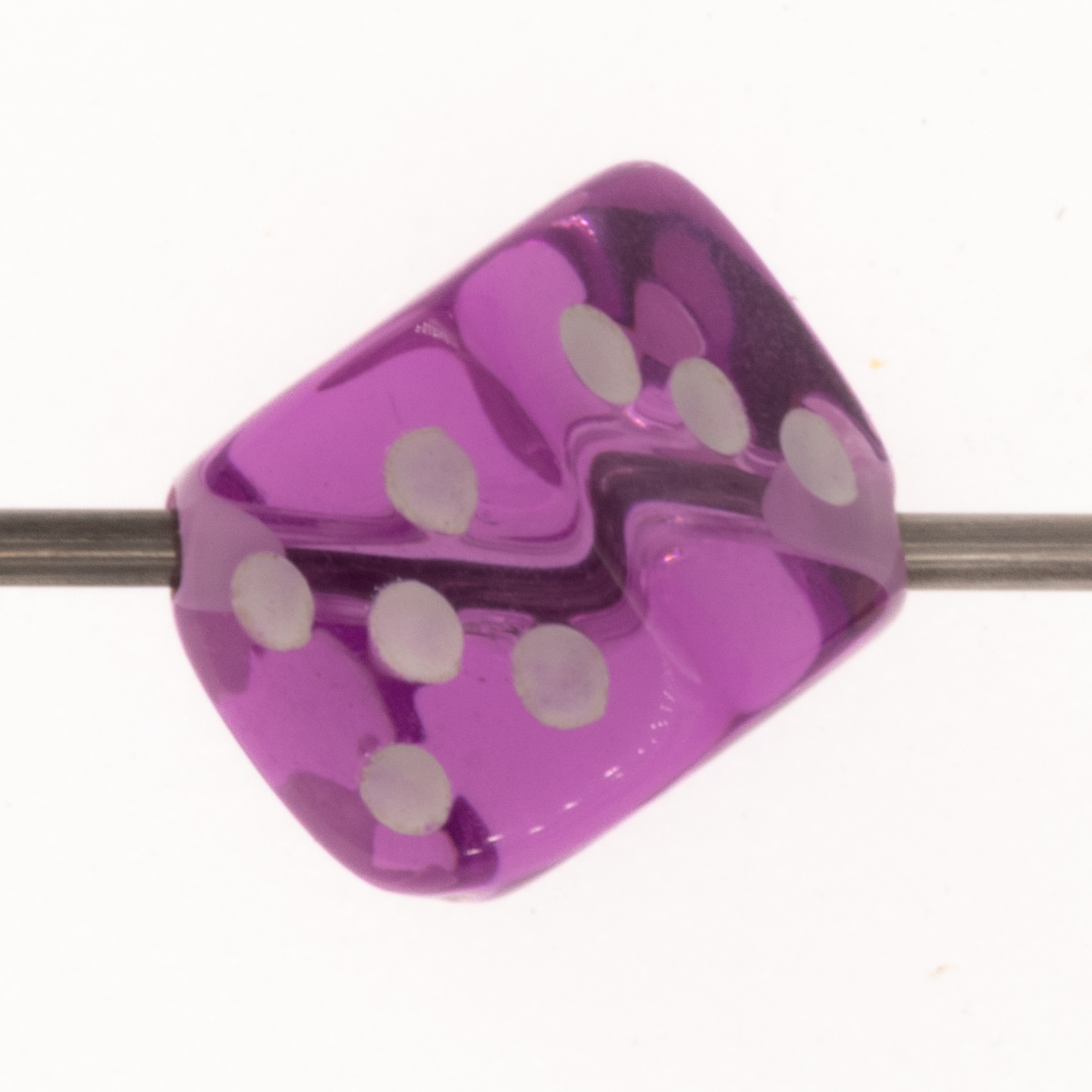  8mm Dice bead - lilac translucent / white Translucent, in