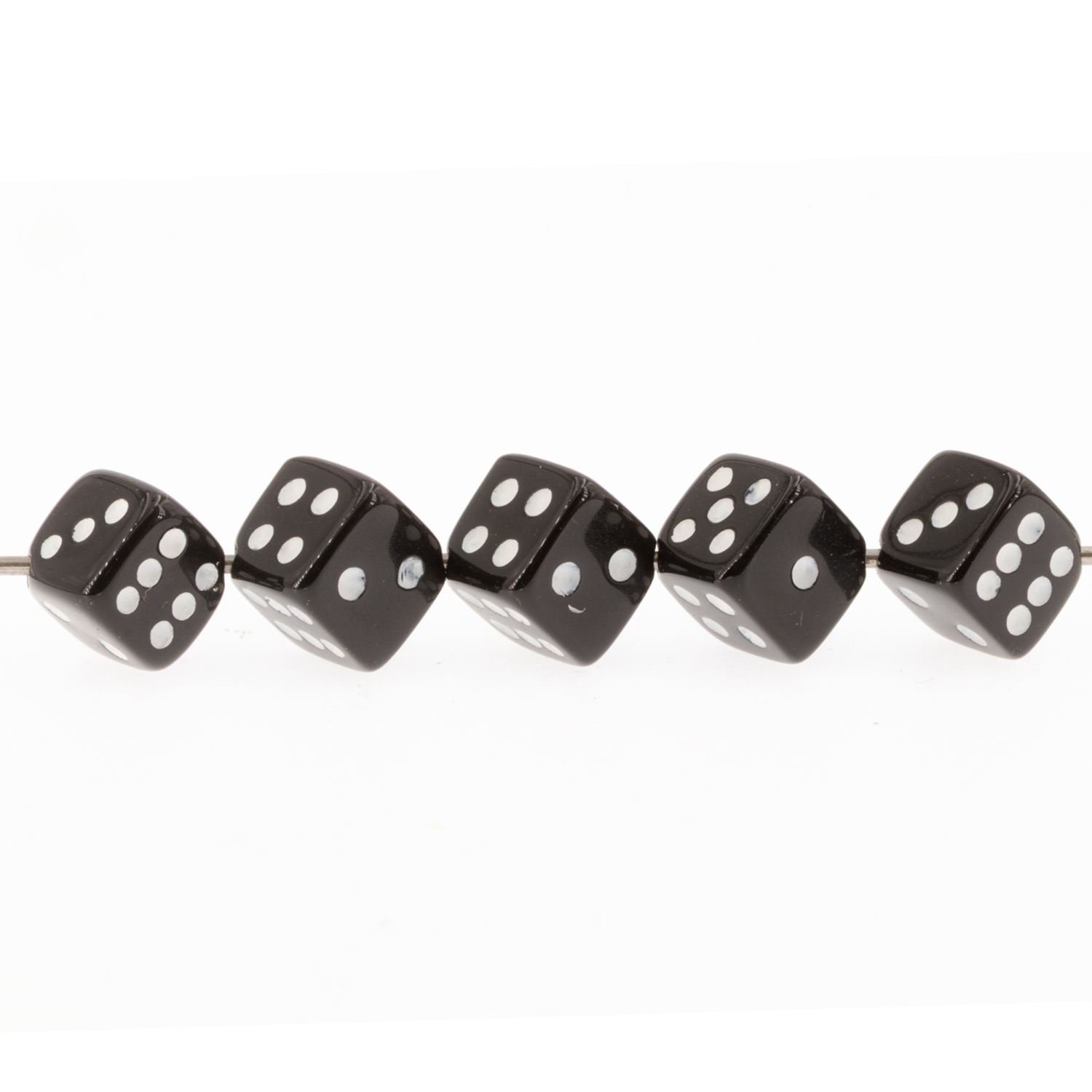  5mm Dice bead - black Opaque, in