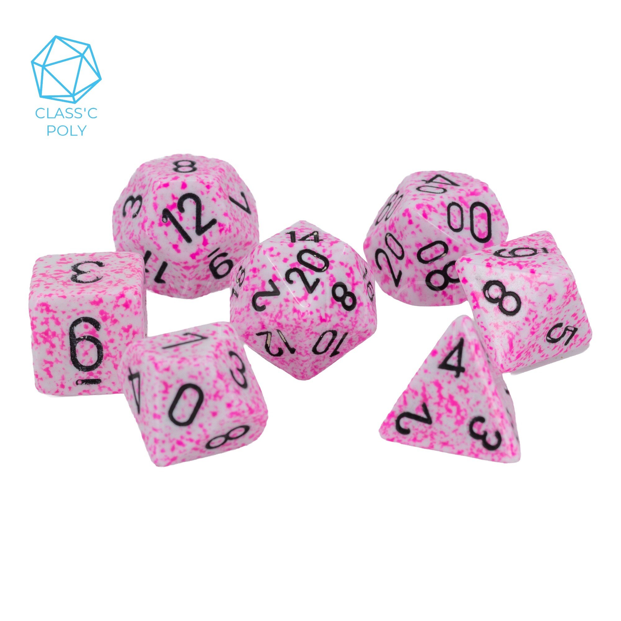 Speckled® Polyhedral Pink / black 7-Würfel Set