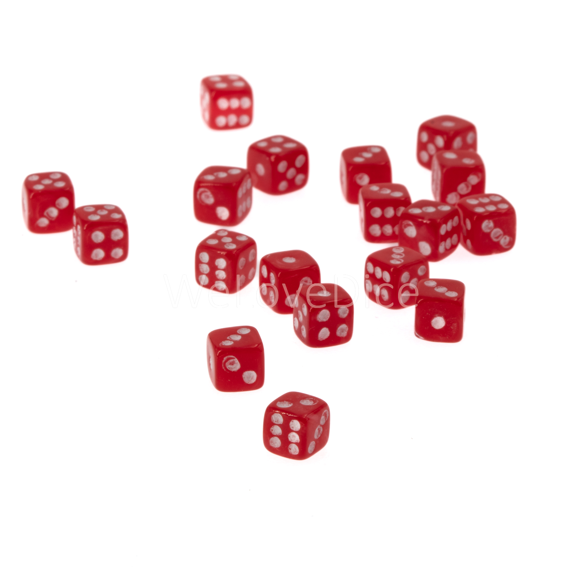 5mm  D6 Dice in mars red / white Marbled