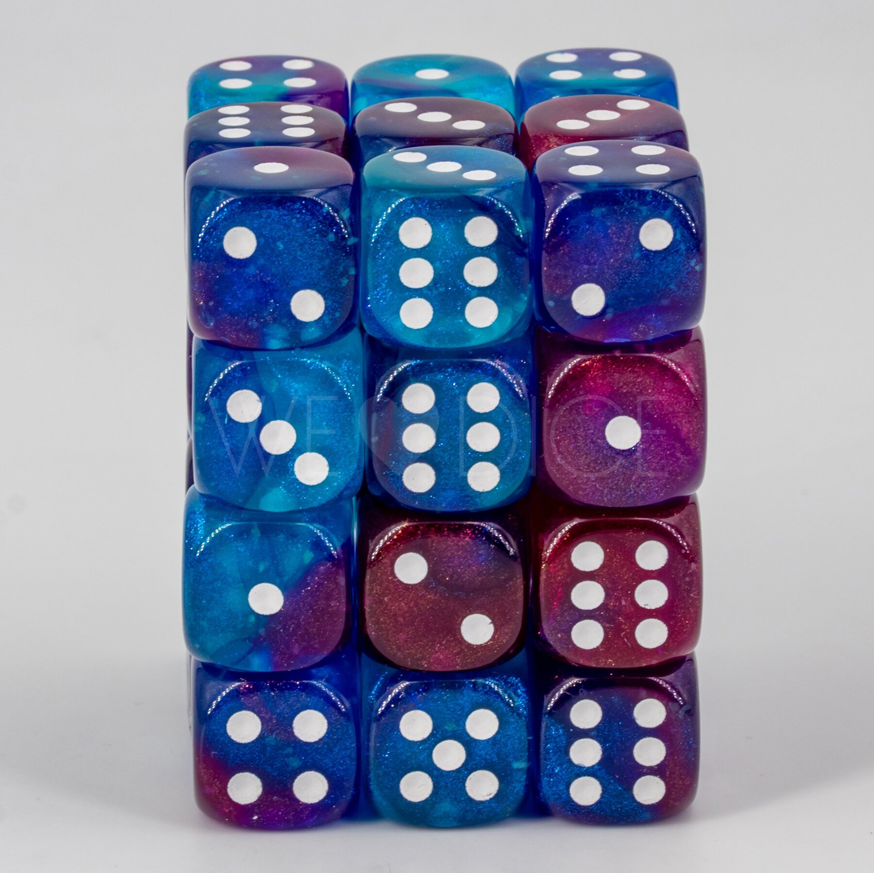 2Ton Magenta-cyan / weiss 12mm W6 Set (36 Stück)