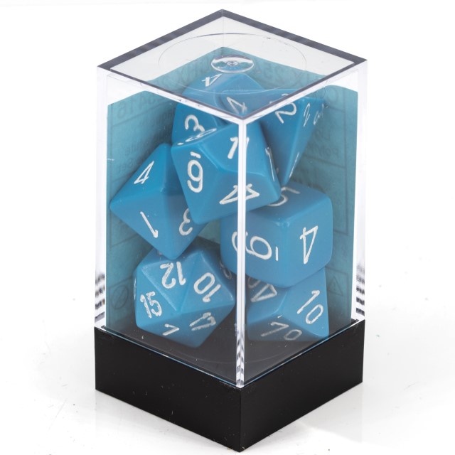 Satt Polyhedral hellblau / weiß 7-Würfel Set