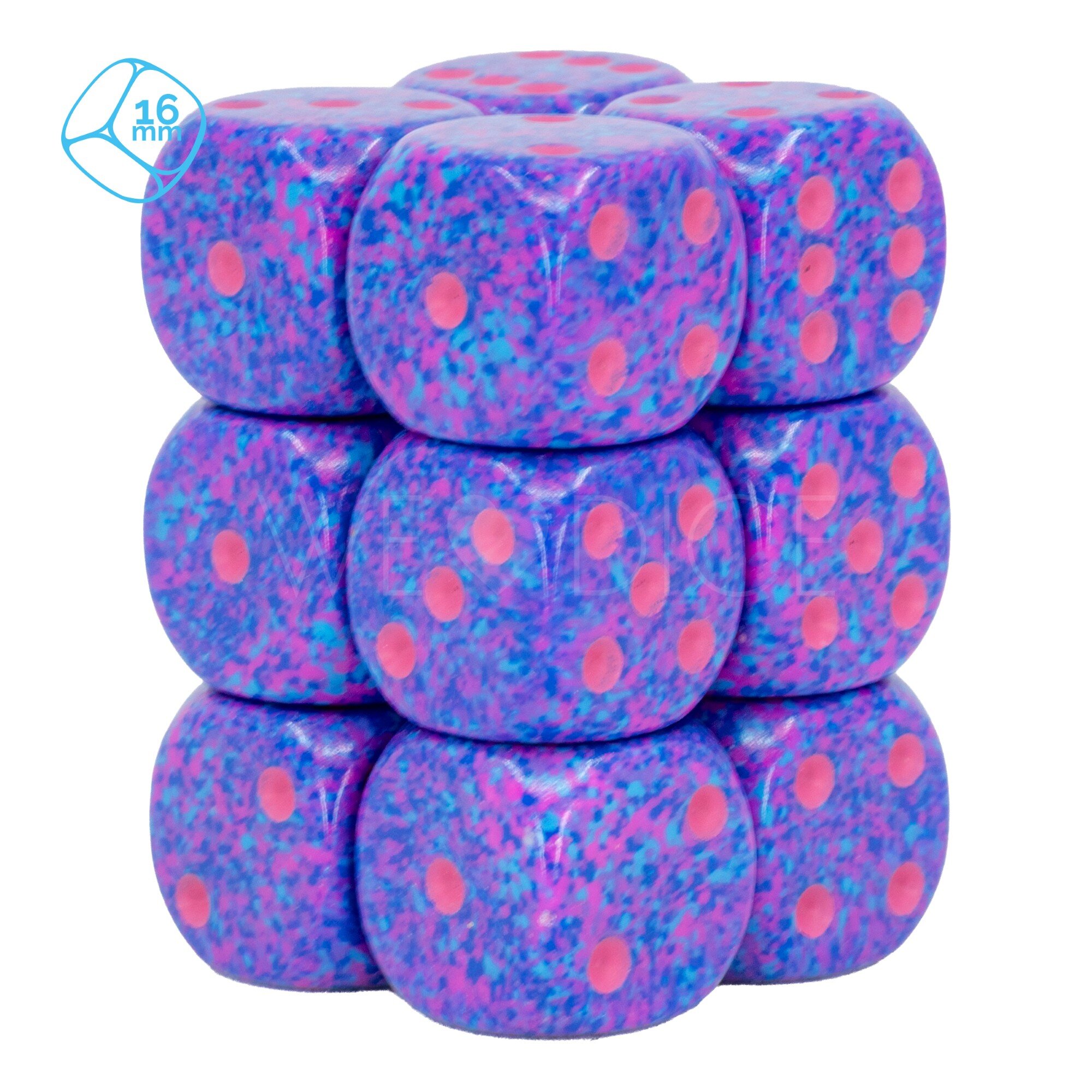 Speckled®, gesprenkelt Purple Passion / Pink 16mm W6 Würfel Set (12 Würfel)