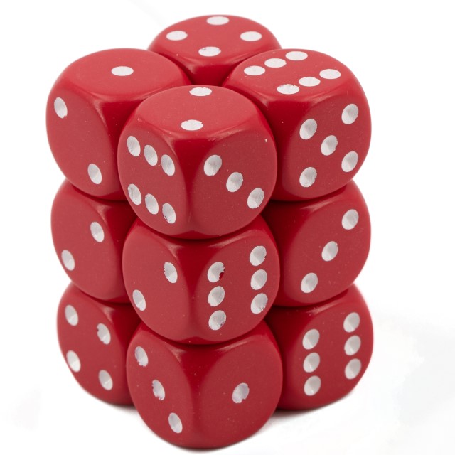 Satt rot / weiß 16mm W6 Würfel Set (12 Würfel)