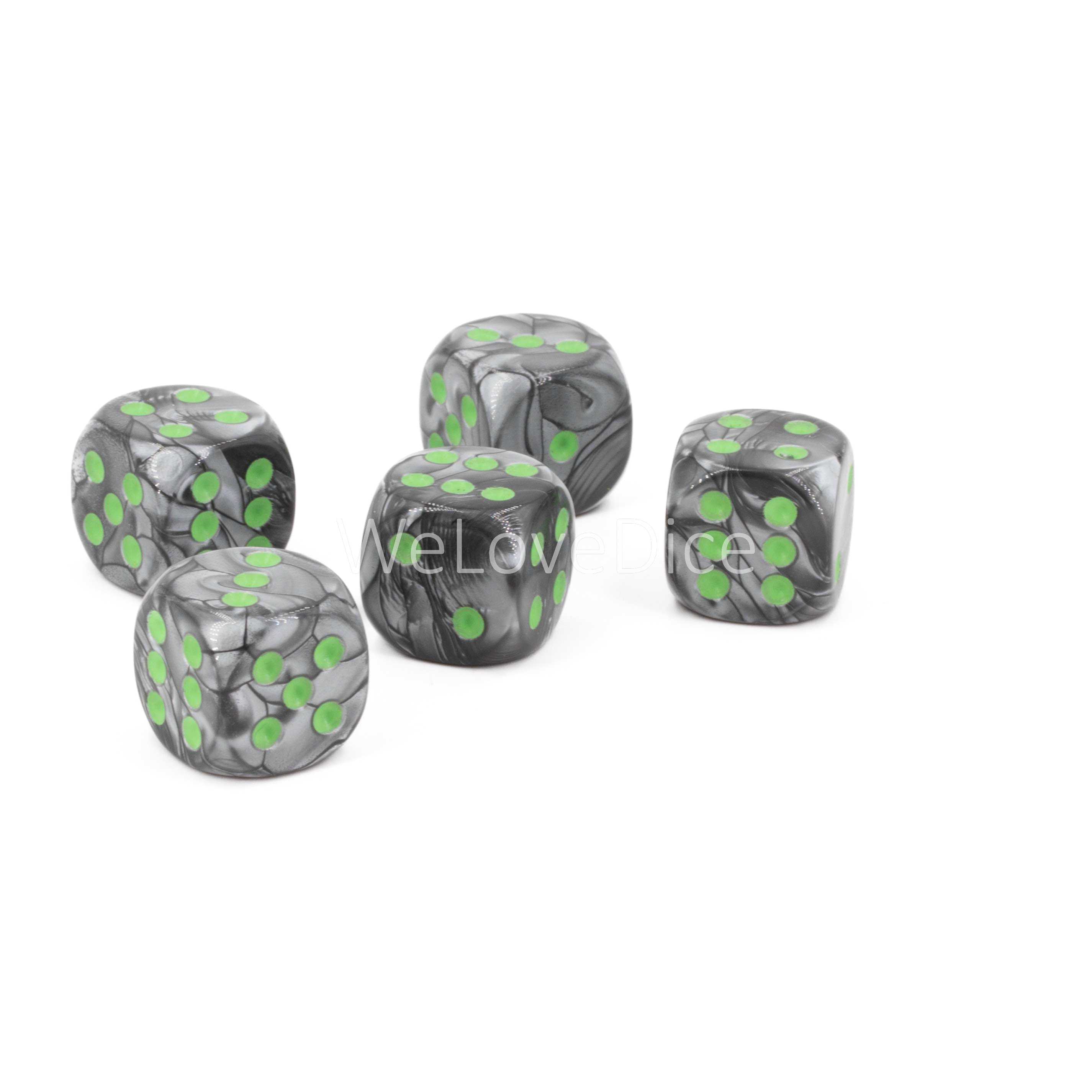 16mm  D6 Dice in grey / green