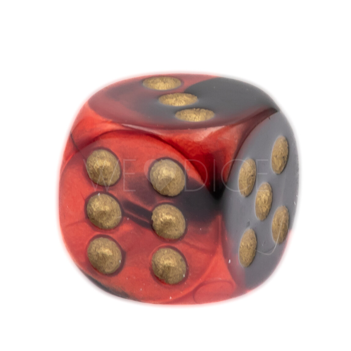 Gemini® Schwarz-Rot / gold 12mm W6 Würfel mit Punkten (1 Stück)