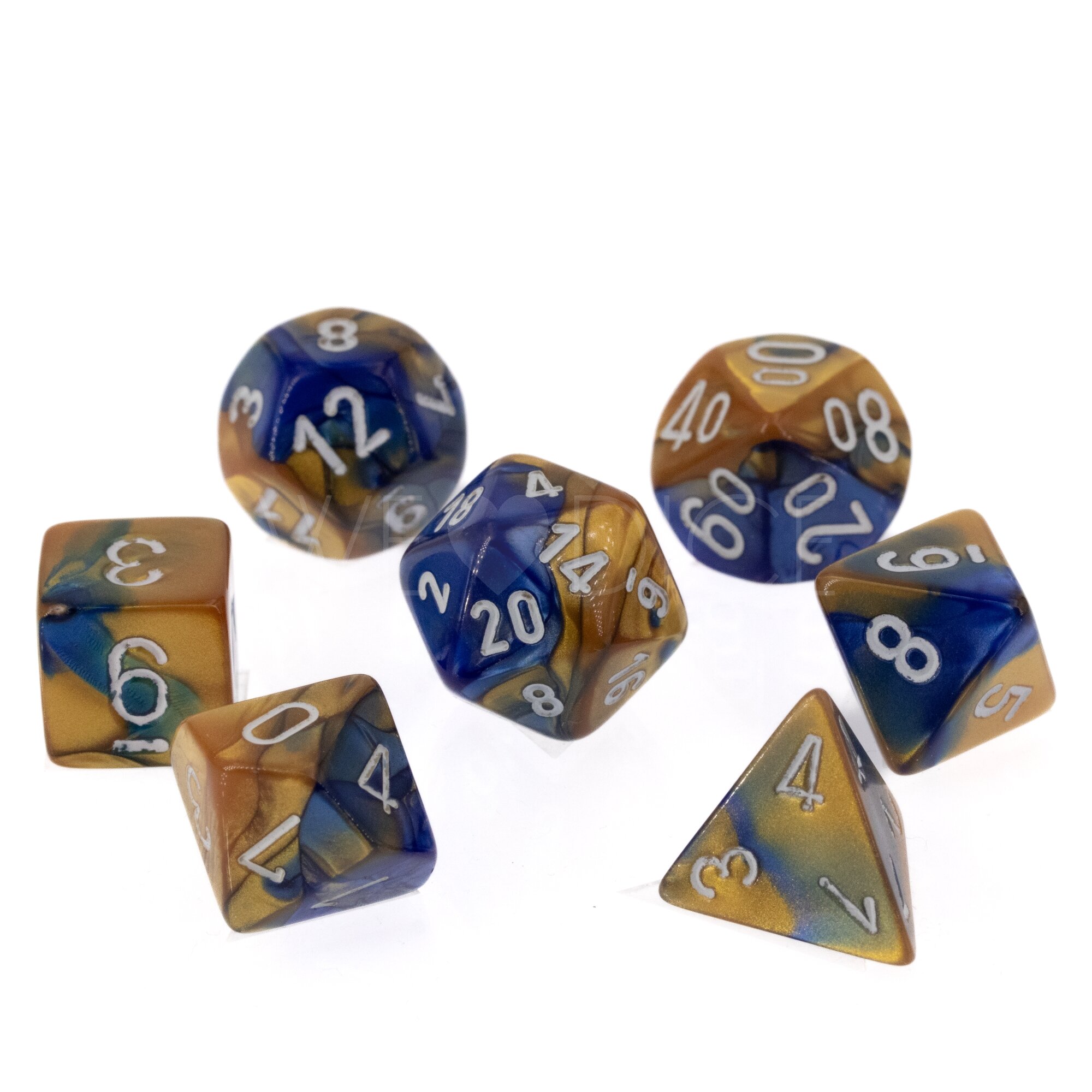 Gemini® Polyhedral Blau-Gold / weiß 7-Würfel Set