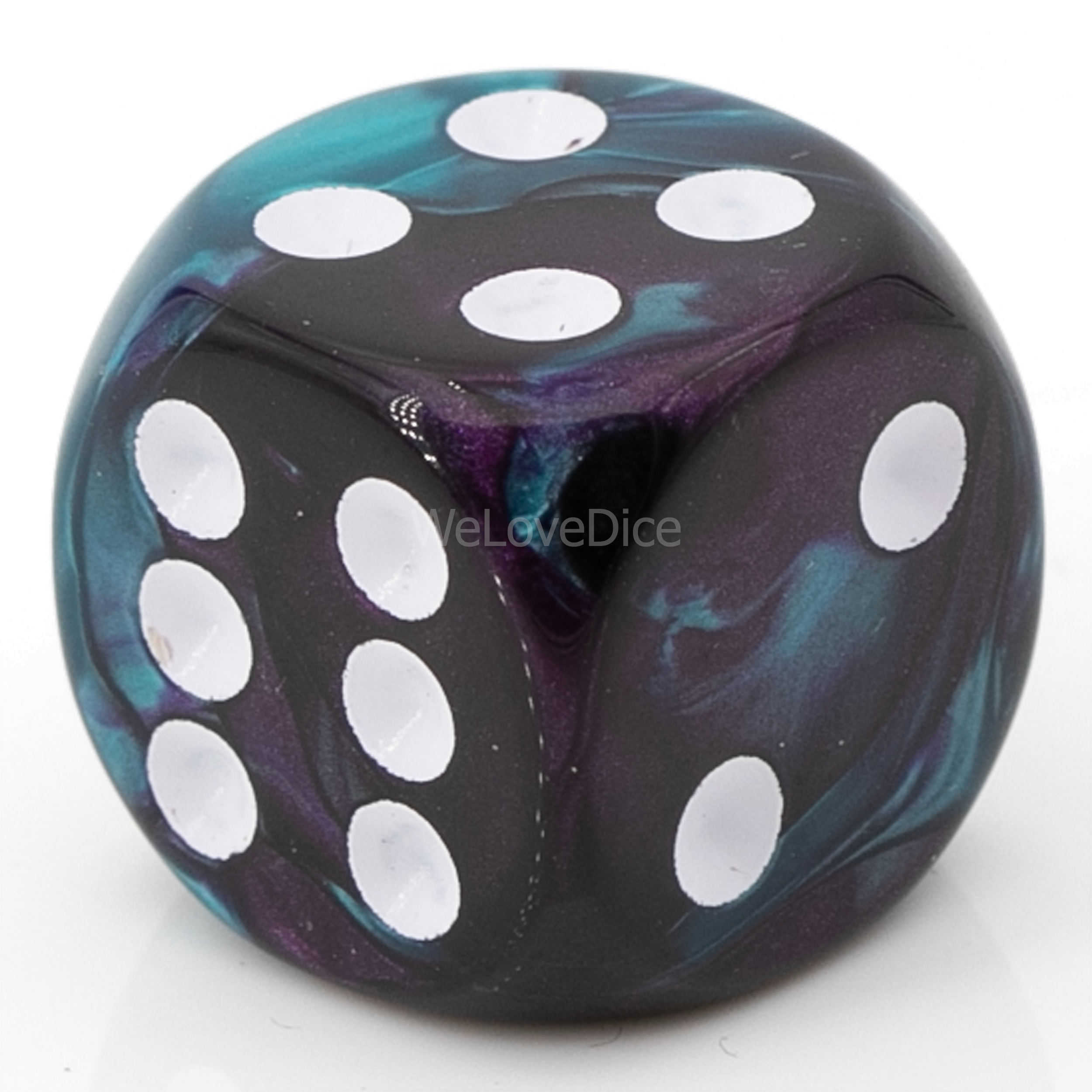 16mm  D6 Dice in purple teal / white