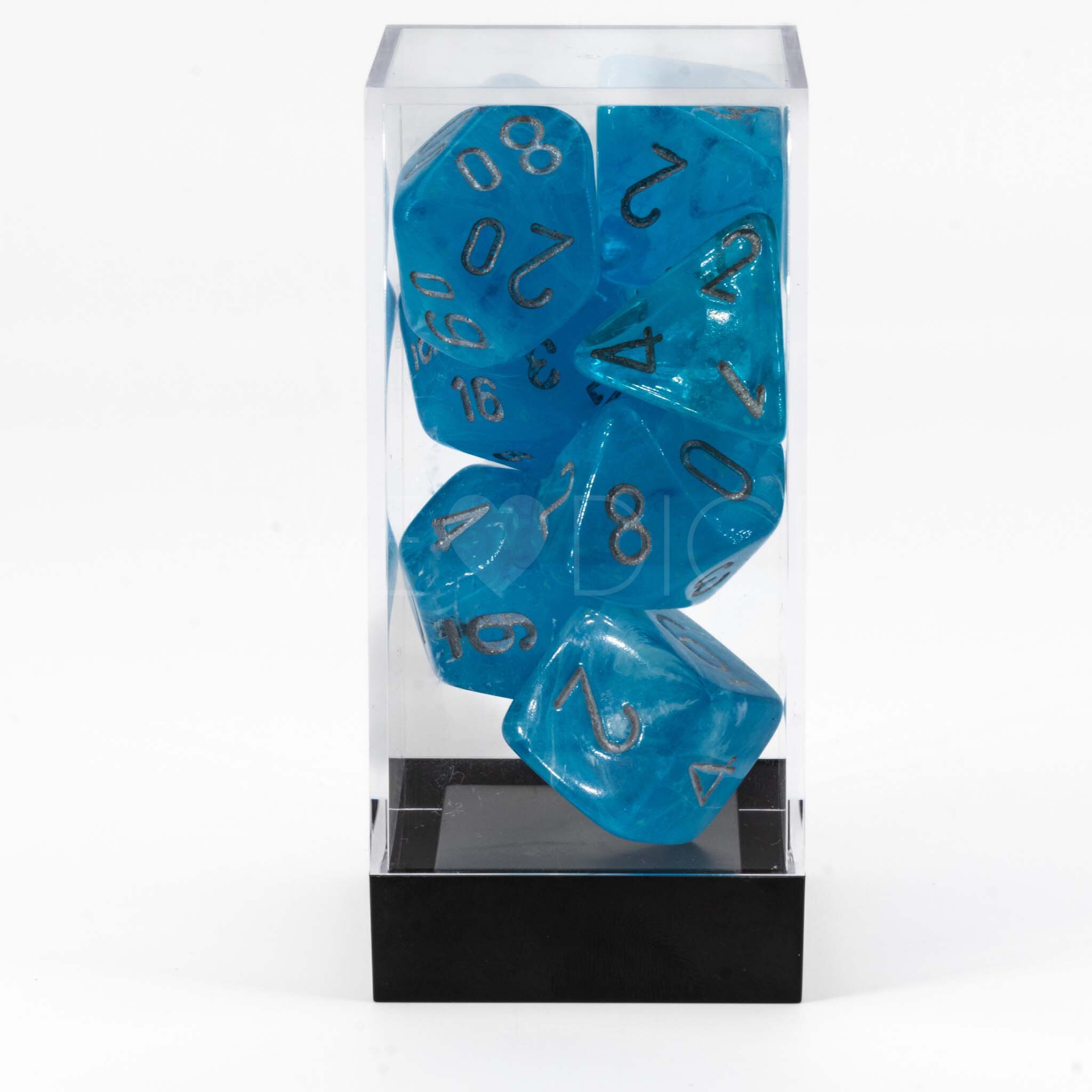Luminary™ Mega-hedral™  Polyhedral Sky / silver 7-DieSet
