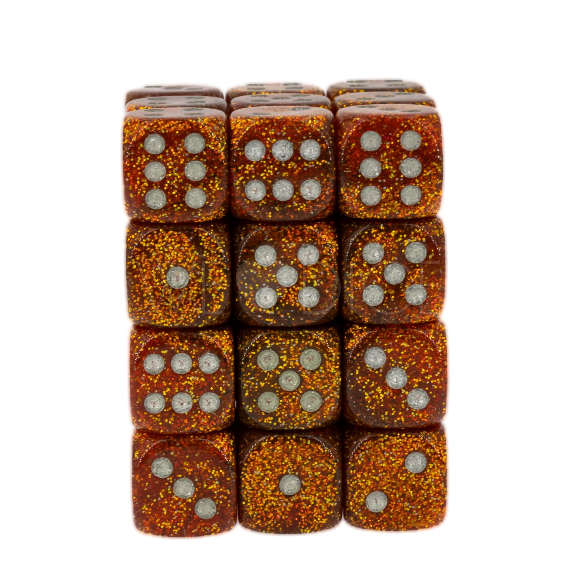 Glitter Gold / silber 12mm W6 Würfel Set (36 Würfel)