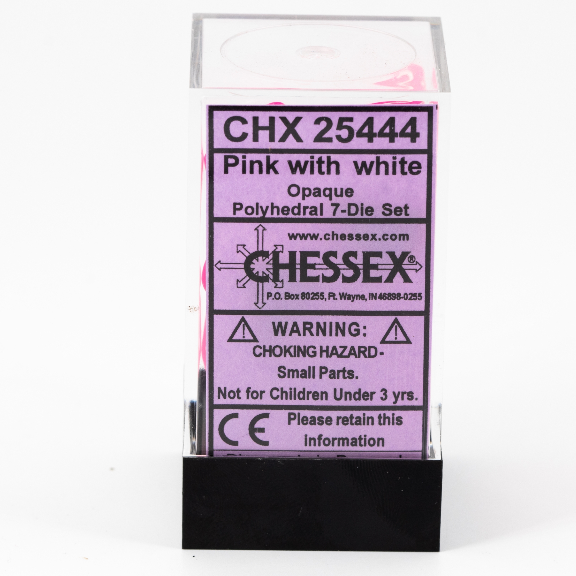 Opaque Polyhedral Pink / white 7-DieSet