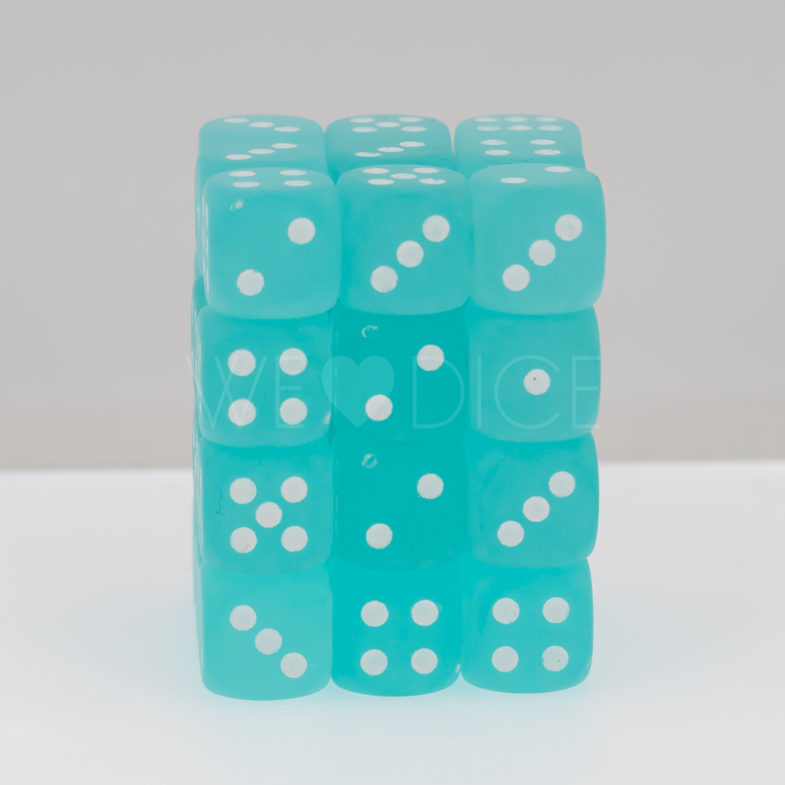 Frosted Blaugrün / Weiß 12mm W6 Würfel Set (36 Würfel)