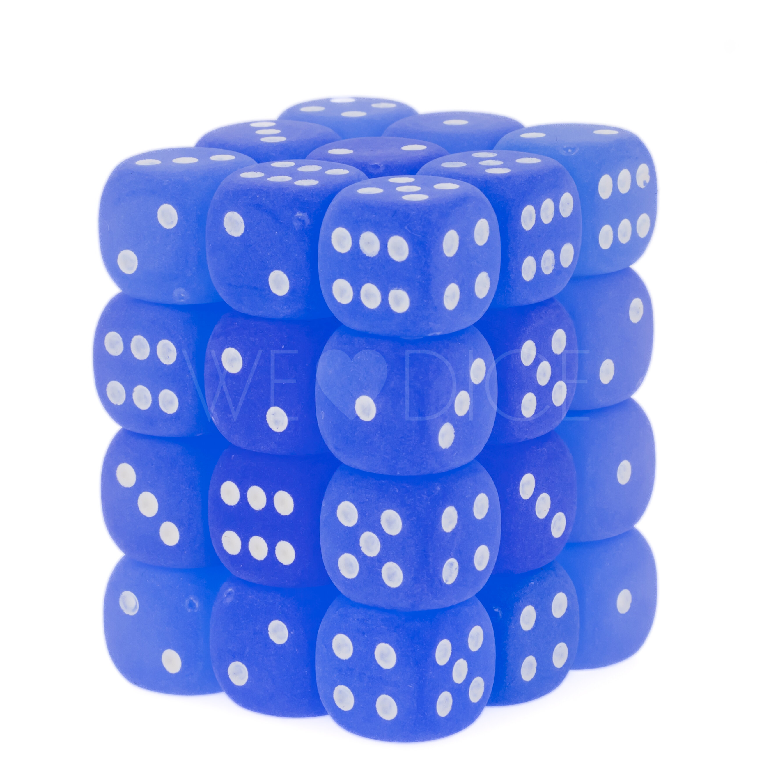 Frosted Blau / weiß 12mm W6 Würfel Set (36 Würfel)