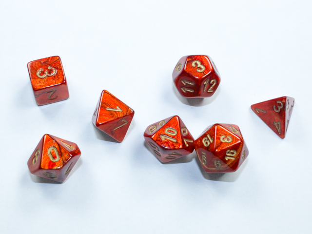 Mini-hedral Scarab® Polyhedral Scarlet / Gold 7-Würfel Set