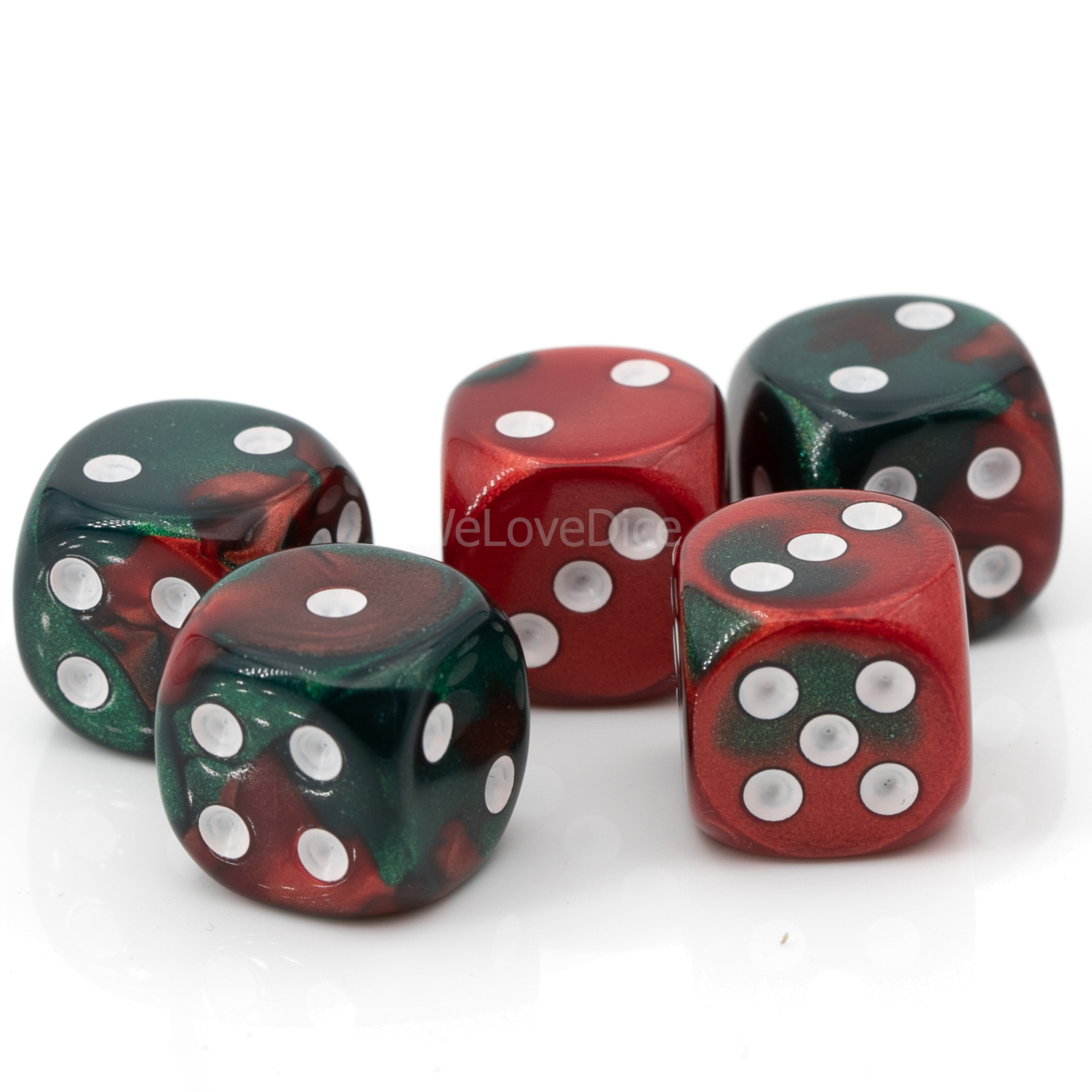 16mm W6 Würfel in grün rot / weiß