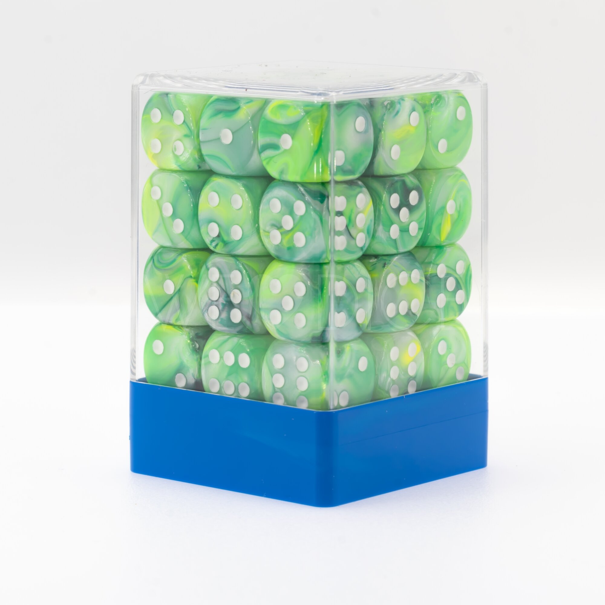 Serica Jade / white 12mm D6 Dice Set  (36Pcs)