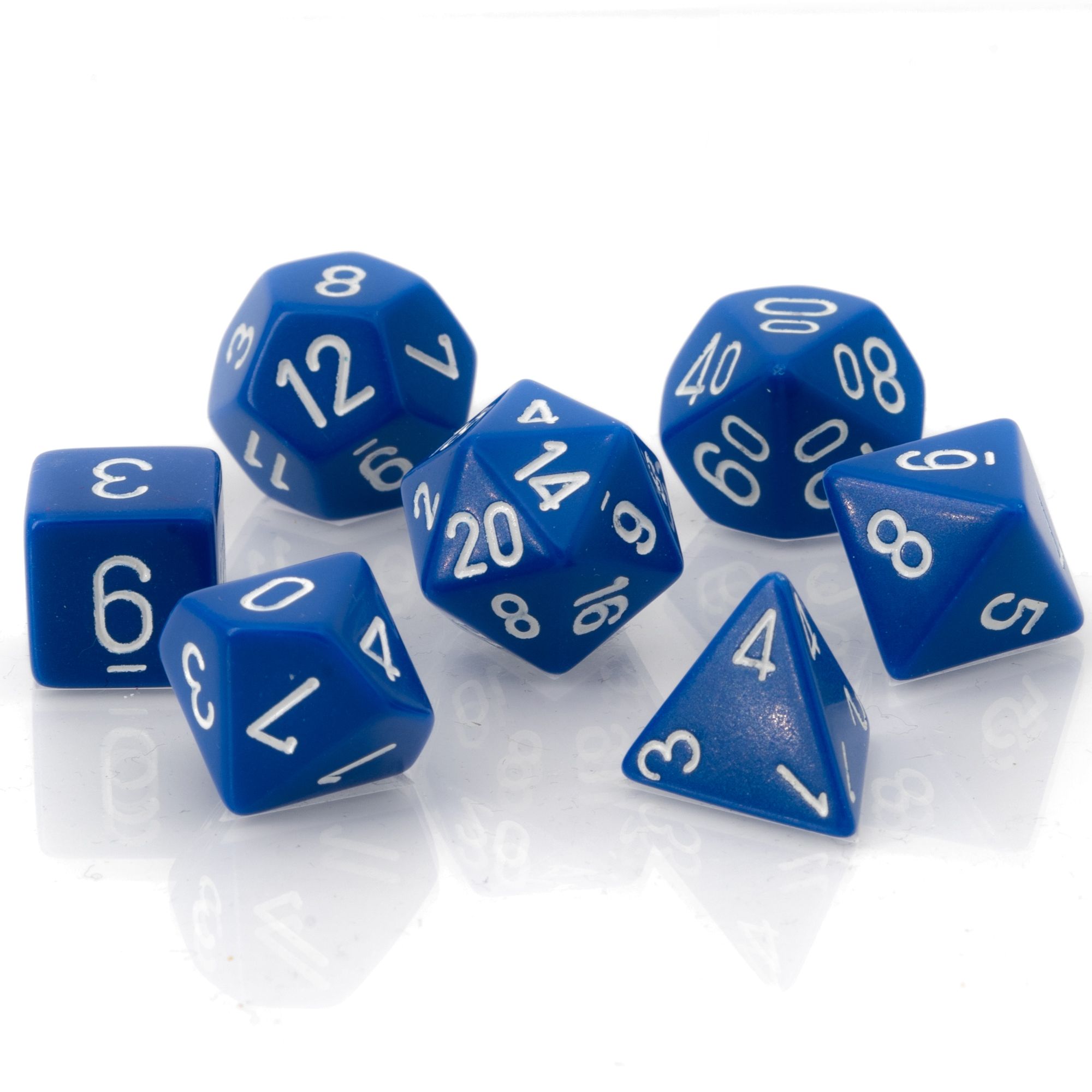 Satt Polyhedral blau / weiß 7-Würfel Set