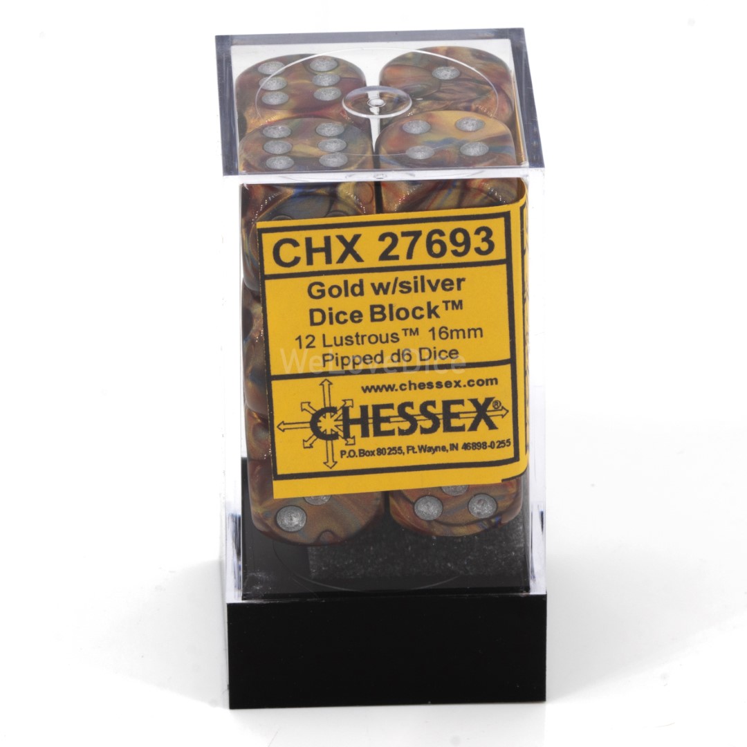 Lustrous  Gold / silber 16mm W6 Würfel Set (12 Würfel)