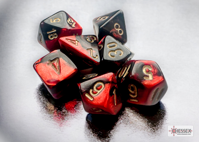 Gemini® Mini-hedral Polyhedral Black-Red / gold 7-DieSet