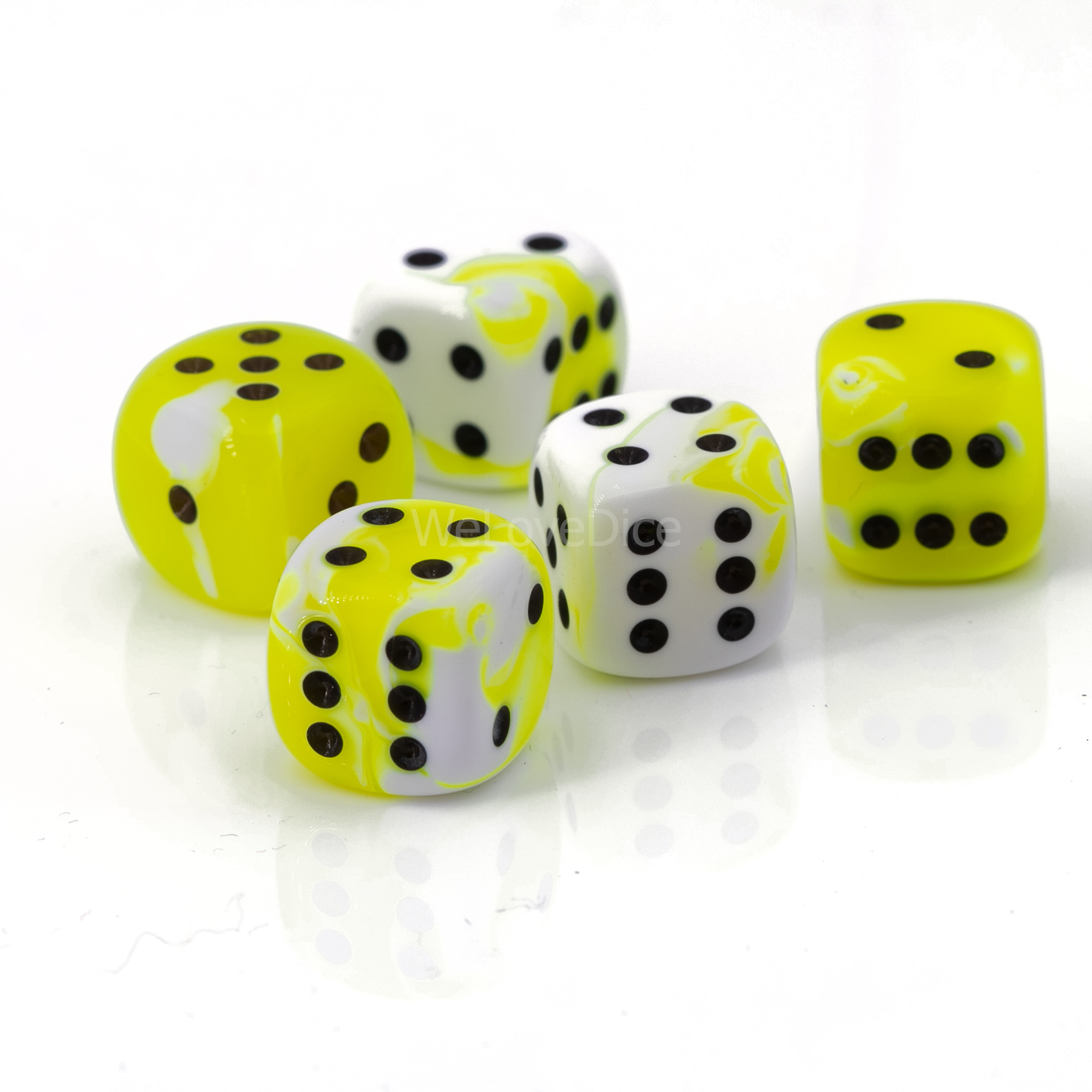 16mm  D6 Dice in neon yellow / black