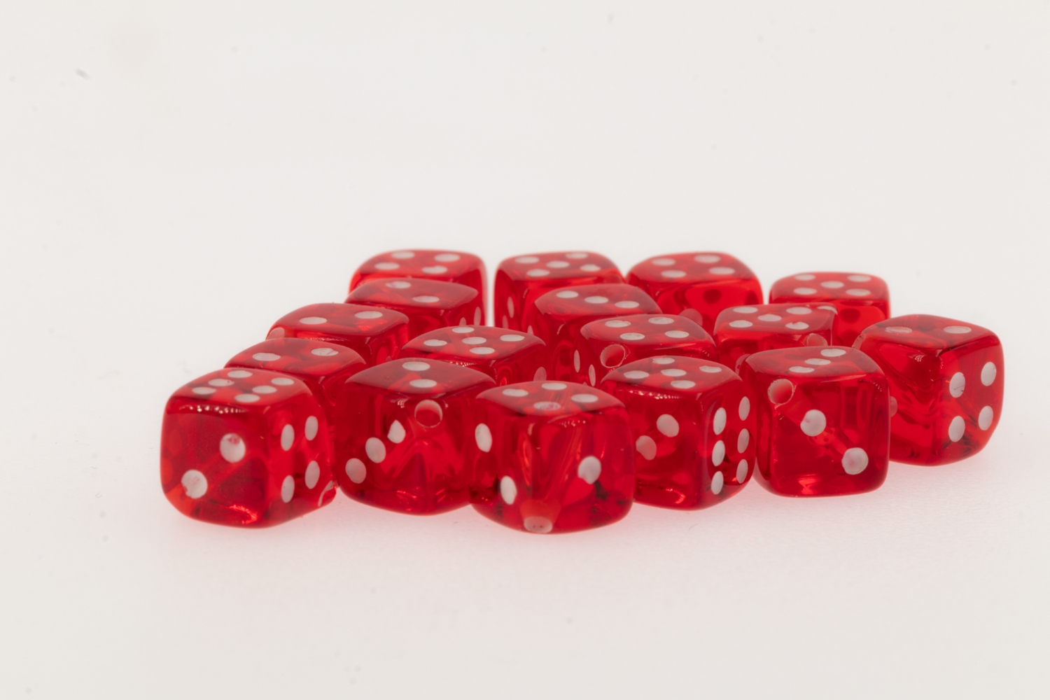  8mm Dice bead - red translucent / white Translucent, in