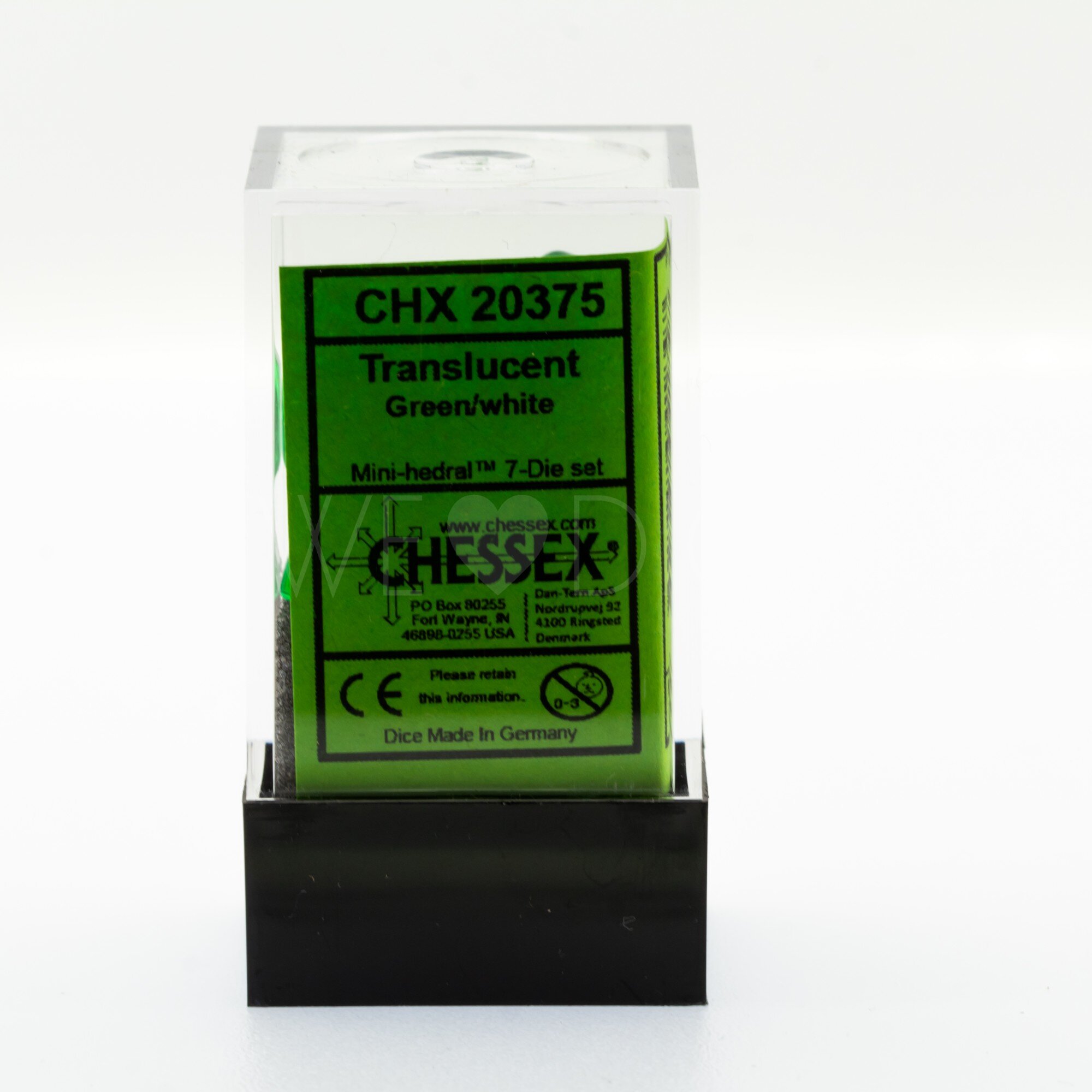Mini-hedral Transparent Polyhedral Grün / weiß 7-Würfel Set