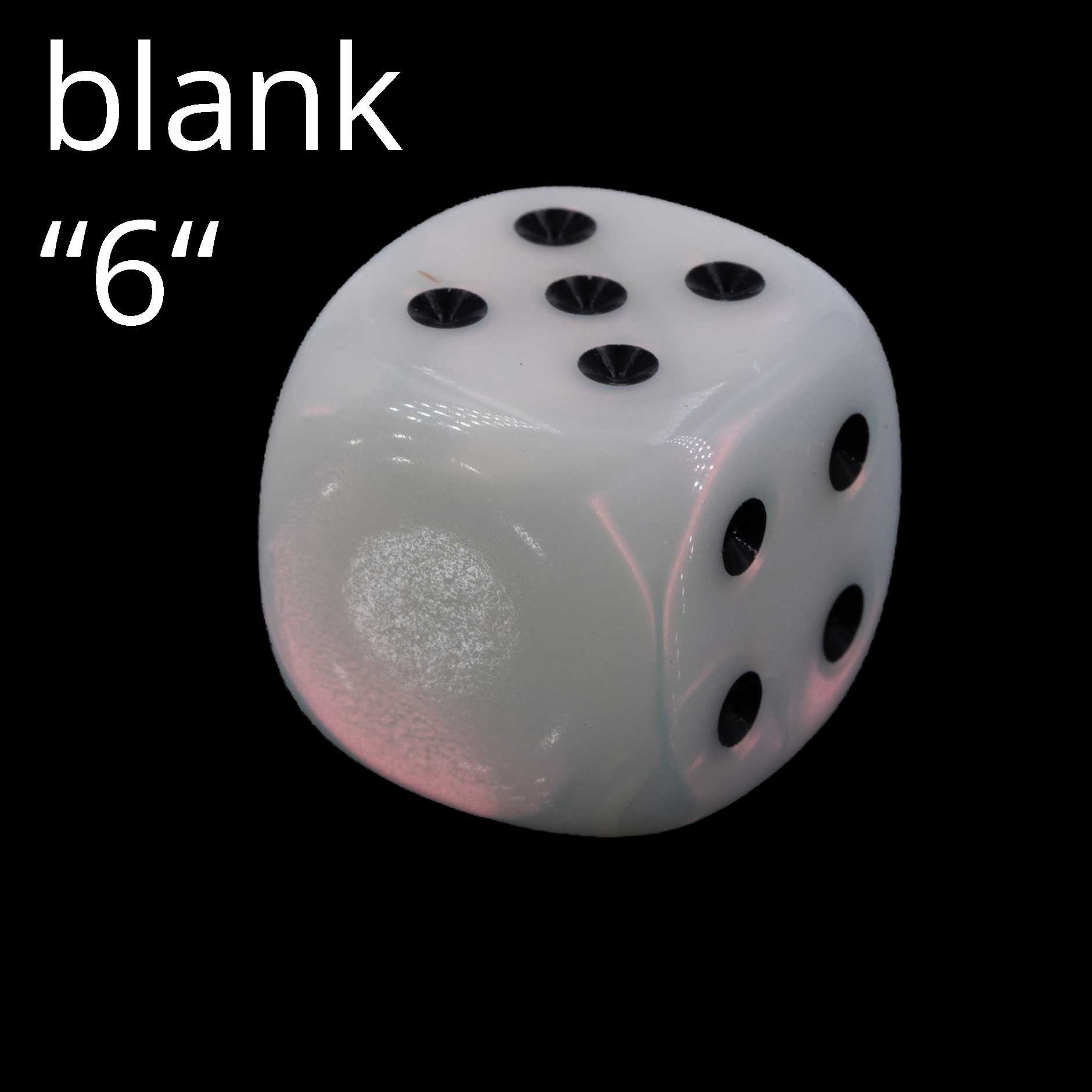 16mm Würfel in weiß / schwarz Seide ohne "6"