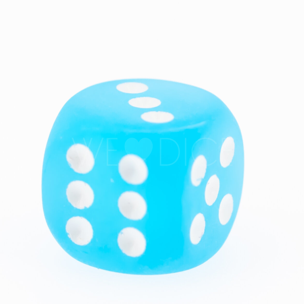 Frosted Karibikblau / Weiß 12mm W6 Würfel mit Punkten (1 Stück)