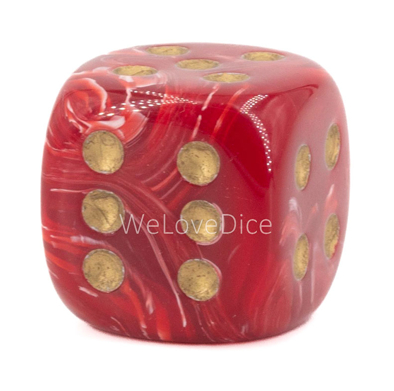 22mm W6 Würfel in rot / gold
