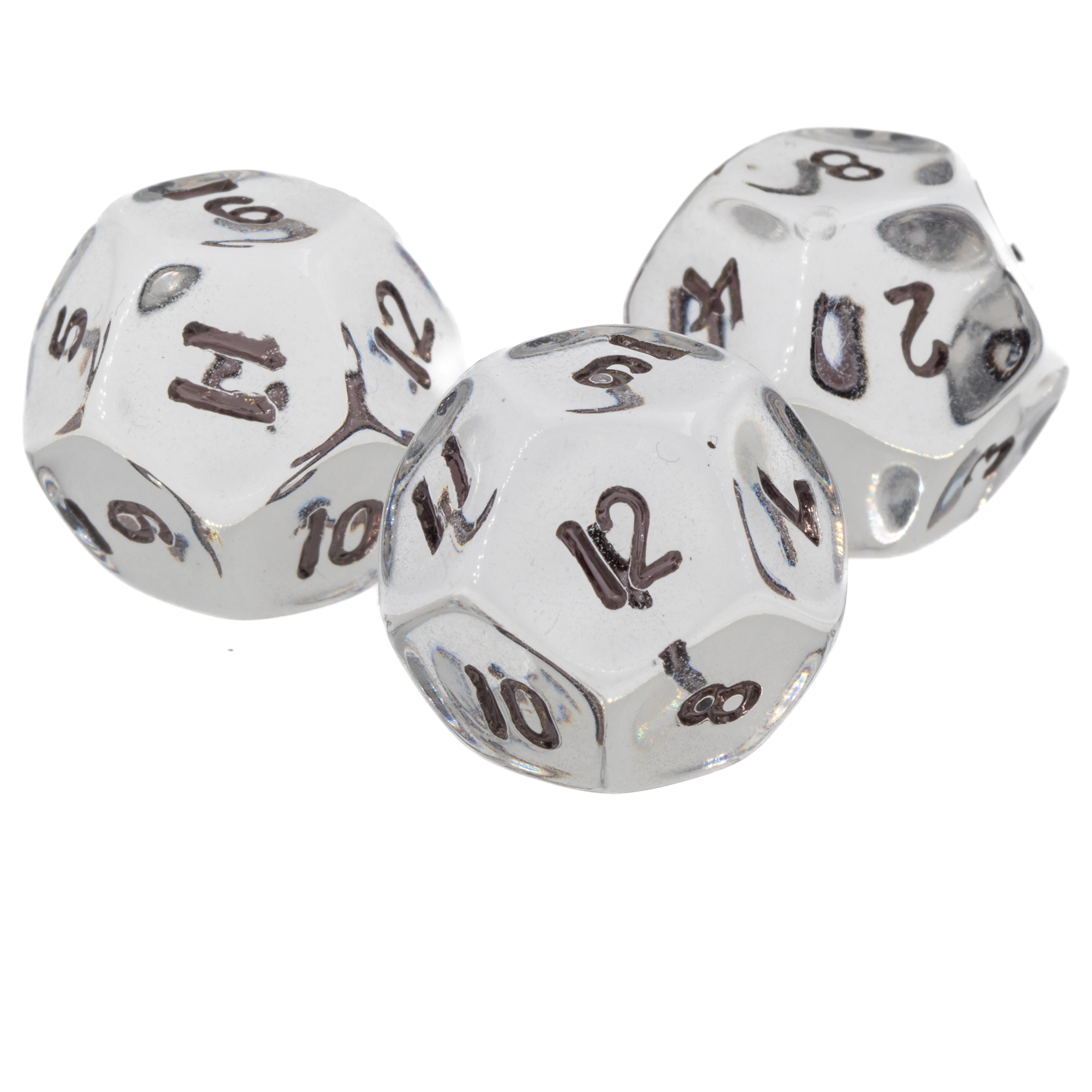 D12dice in crystall clear / black translucent