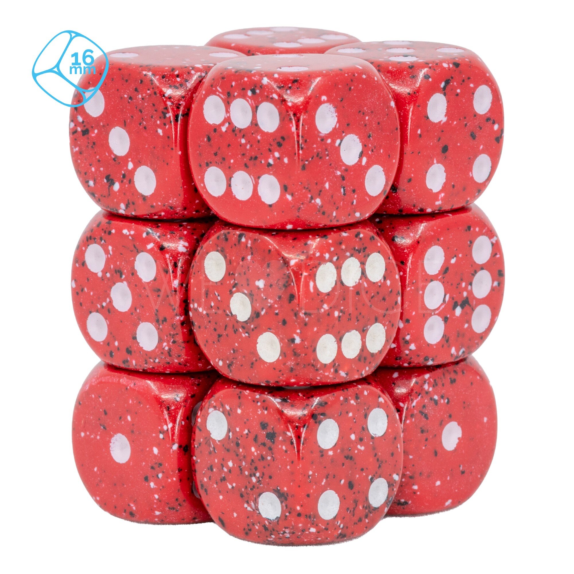 Speckled® Lava Stone / white 16mm W6 Würfel Set (12 Würfel)