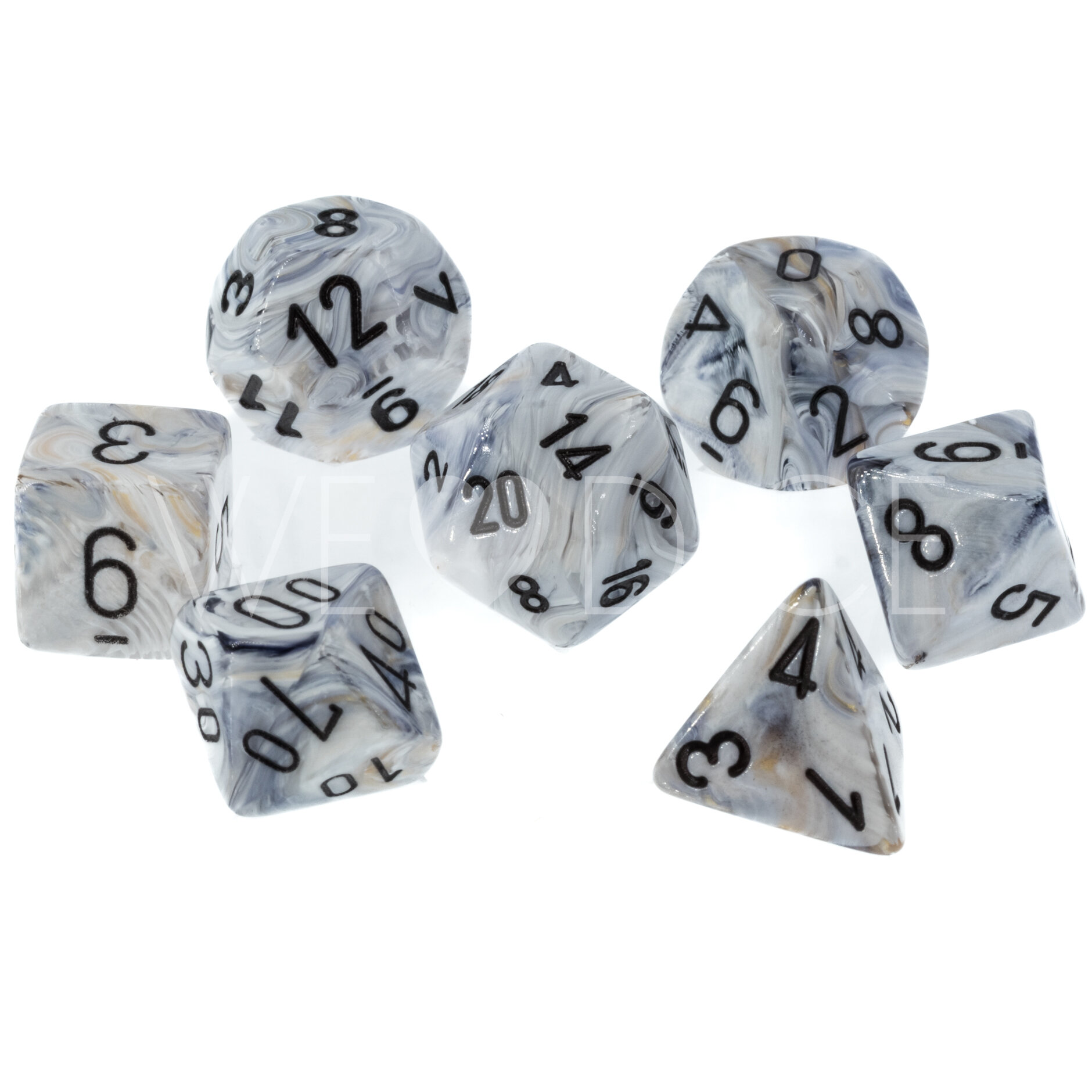 LabDice Marble  Calcite/black  Set 8 Stück