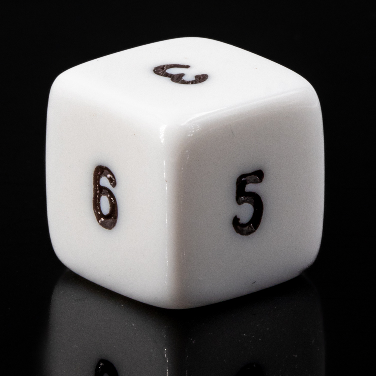 W6 Würfel in weiss / schwarz Satt