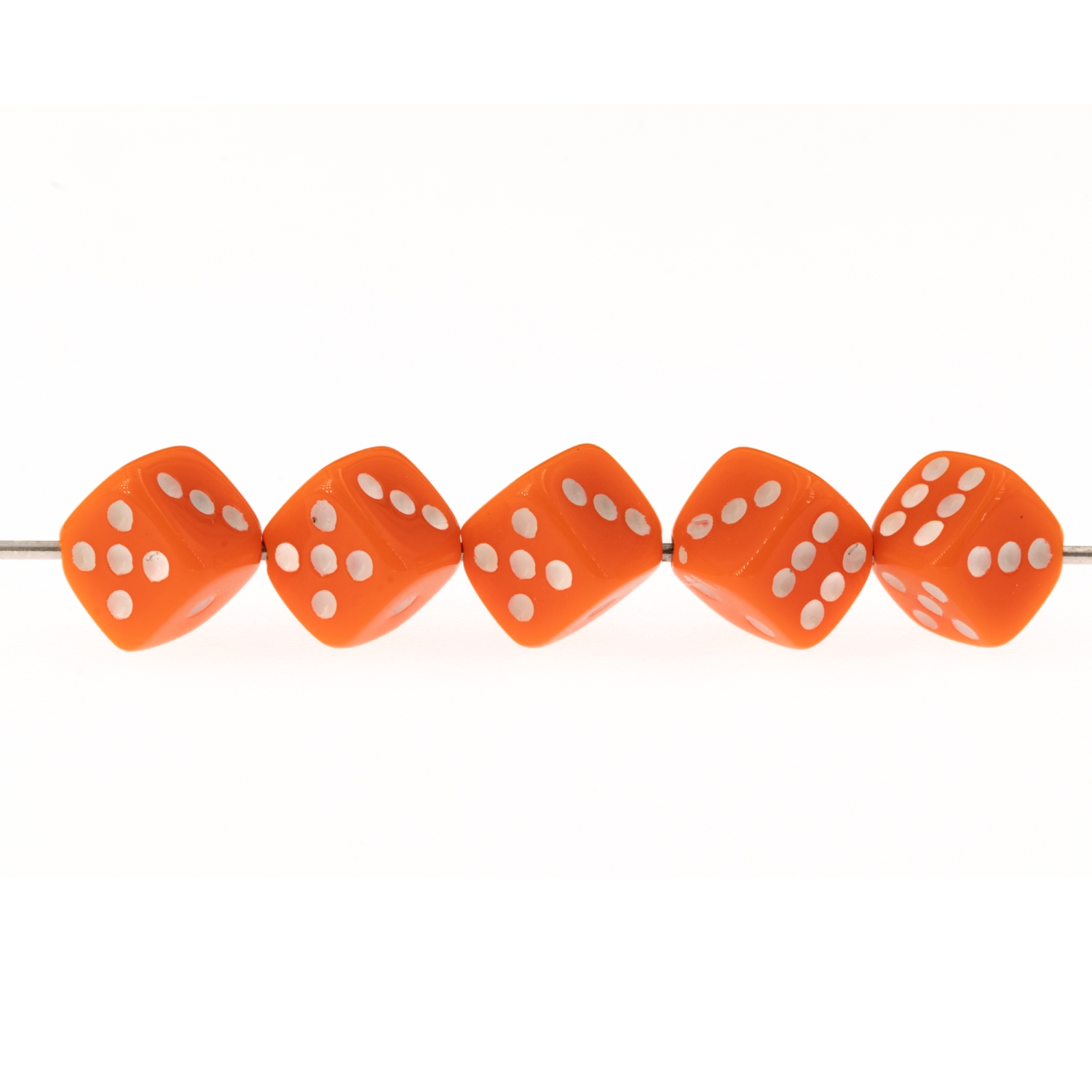  5mm Dice bead - orange Opaque, in