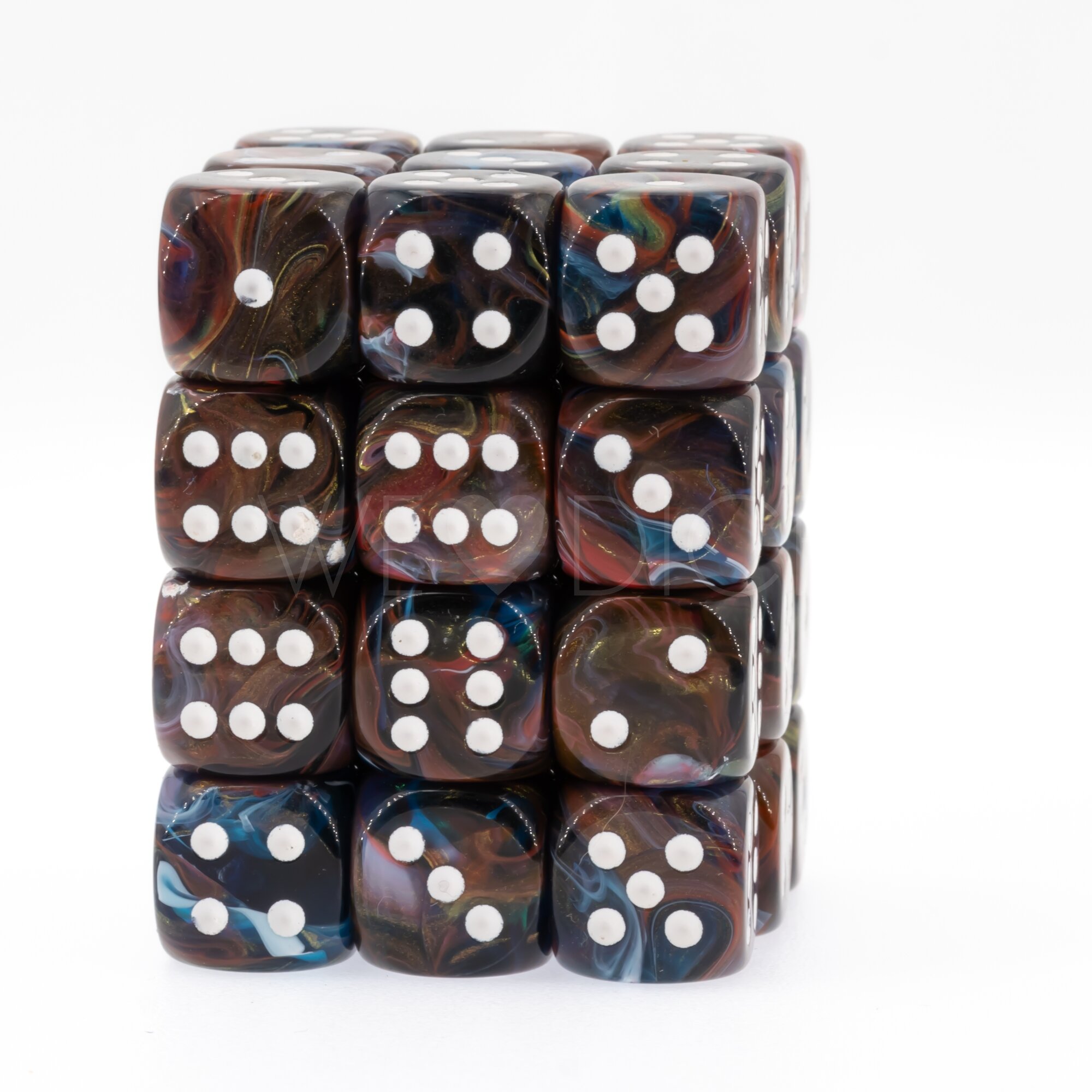 carneval Pietersit brown / white 12mm D6 Dice Set  (36Pcs)