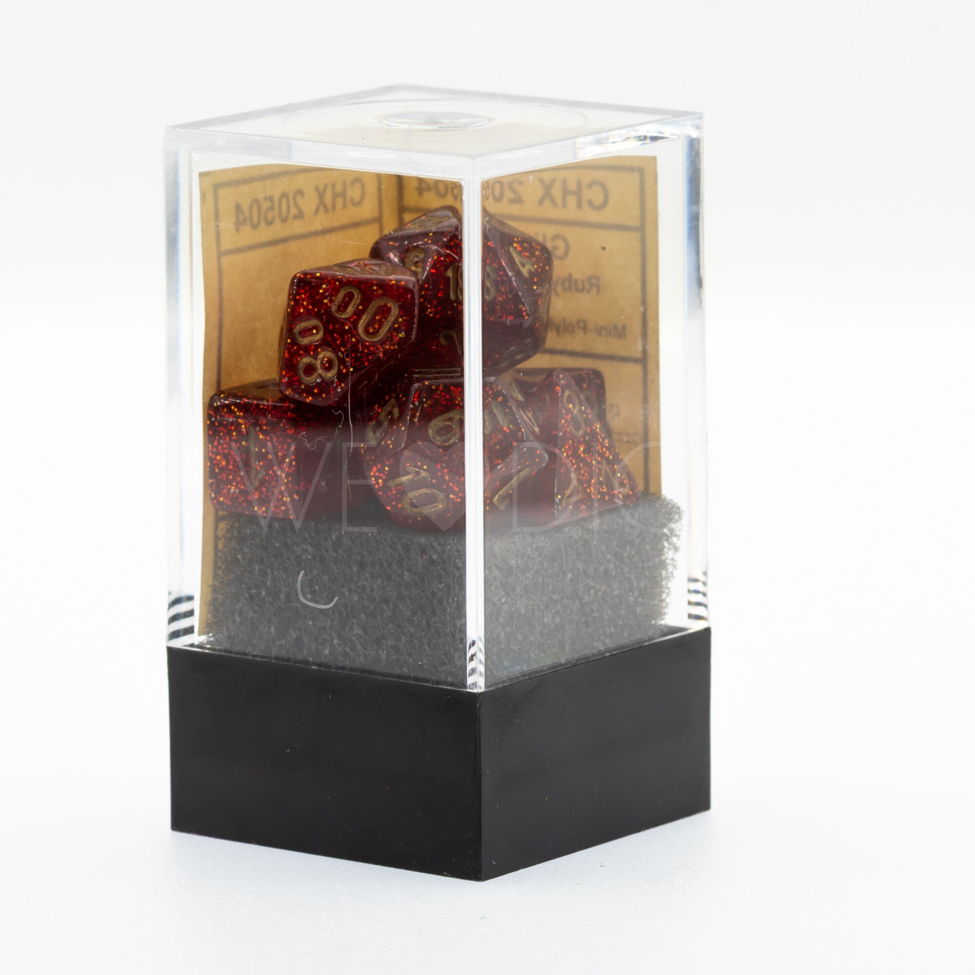 Mini-hedral Glitter Polyhedral Ruby / Gold 7-Würfel Set
