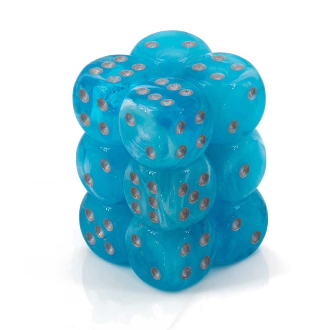 Luminary™ Himmel / silber 16mm W6 Würfel Set (12 Würfel)